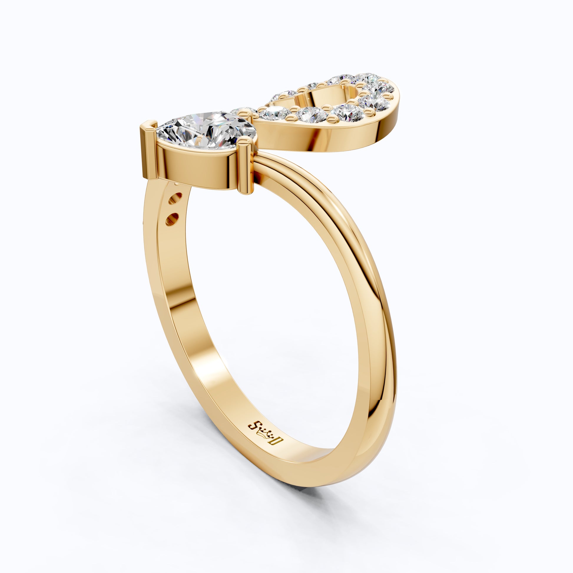 Modern Open Snack Pear Engagement Ring in 14K Solid Gold, 0.25 CT Pear Cut Lab Created Diamond, Statement Ring, Bridal Jewelry, Everyday Ring