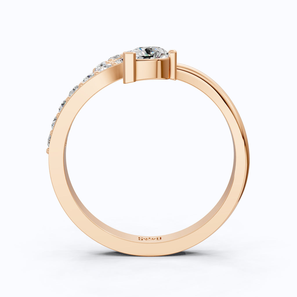 Modern Open Snack Pear Engagement Ring in 14K Solid Gold, 0.25 CT Pear Cut Lab Created Diamond, Statement Ring, Bridal Jewelry, Everyday Ring