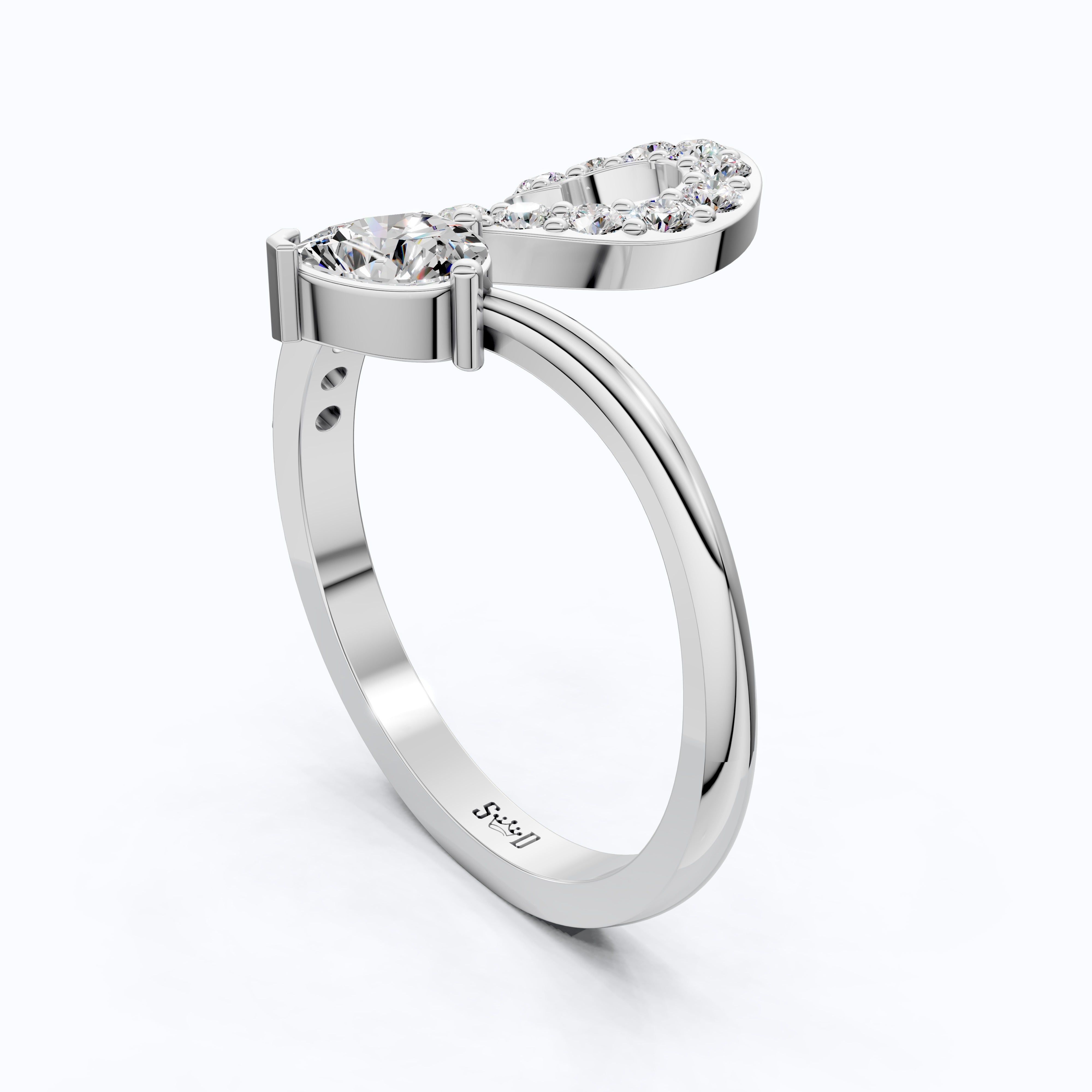 Modern Open Snack Pear Engagement Ring in 14K Solid Gold, 0.25 CT Pear Cut Lab Created Diamond, Statement Ring, Bridal Jewelry, Everyday Ring