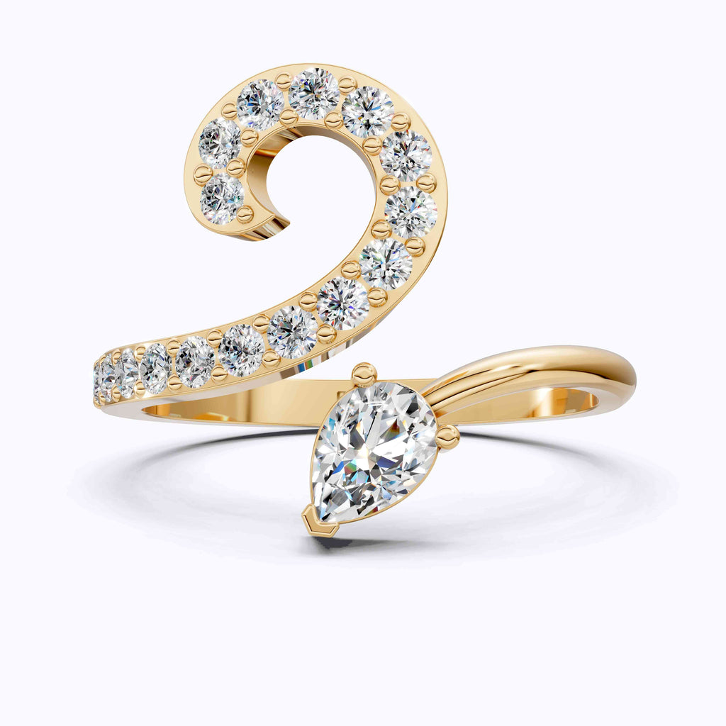 Modern Open Snack Pear Engagement Ring in 14K Solid Gold, 0.25 CT Pear Cut Lab Created Diamond, Statement Ring, Bridal Jewelry, Everyday Ring