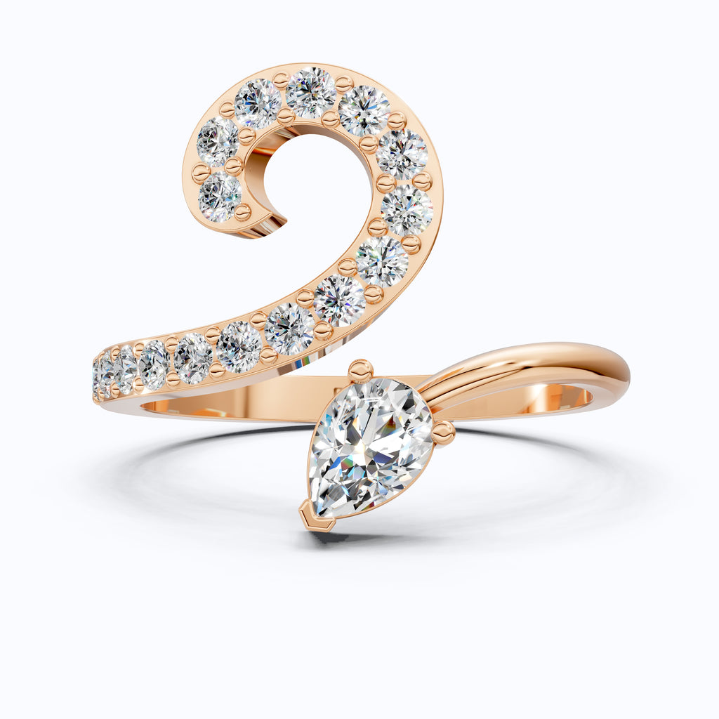 Modern Open Snack Pear Engagement Ring in 14K Solid Gold, 0.25 CT Pear Cut Lab Created Diamond, Statement Ring, Bridal Jewelry, Everyday Ring