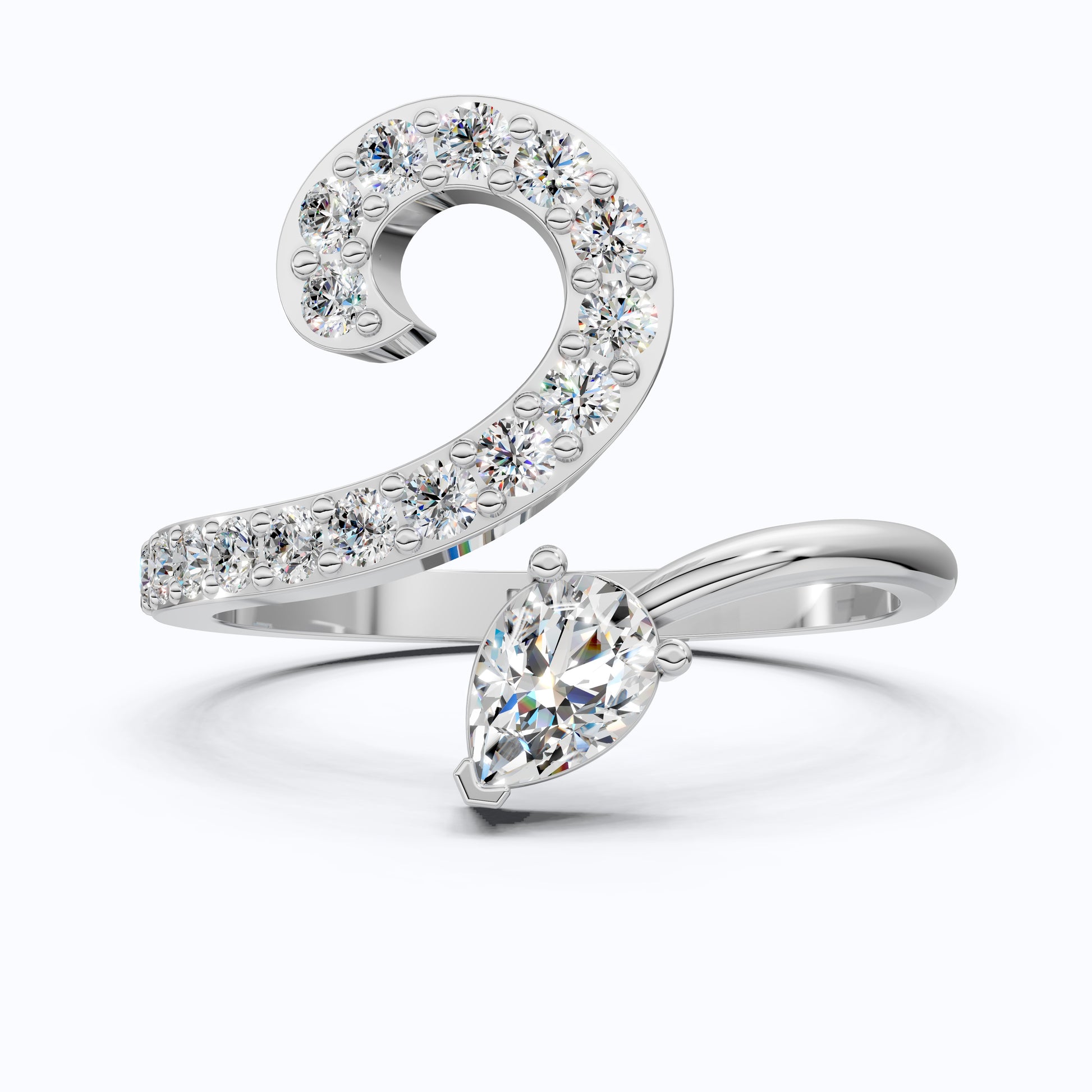 Modern Open Snack Pear Engagement Ring in 14K Solid Gold, 0.25 CT Pear Cut Lab Created Diamond, Statement Ring, Bridal Jewelry, Everyday Ring