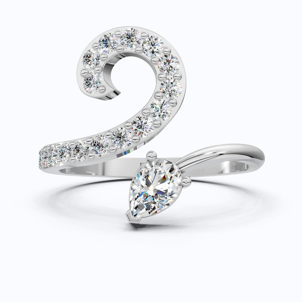 Modern Open Snack Pear Engagement Ring in 14K Solid Gold, 0.25 CT Pear Cut Lab Created Diamond, Statement Ring, Bridal Jewelry, Everyday Ring