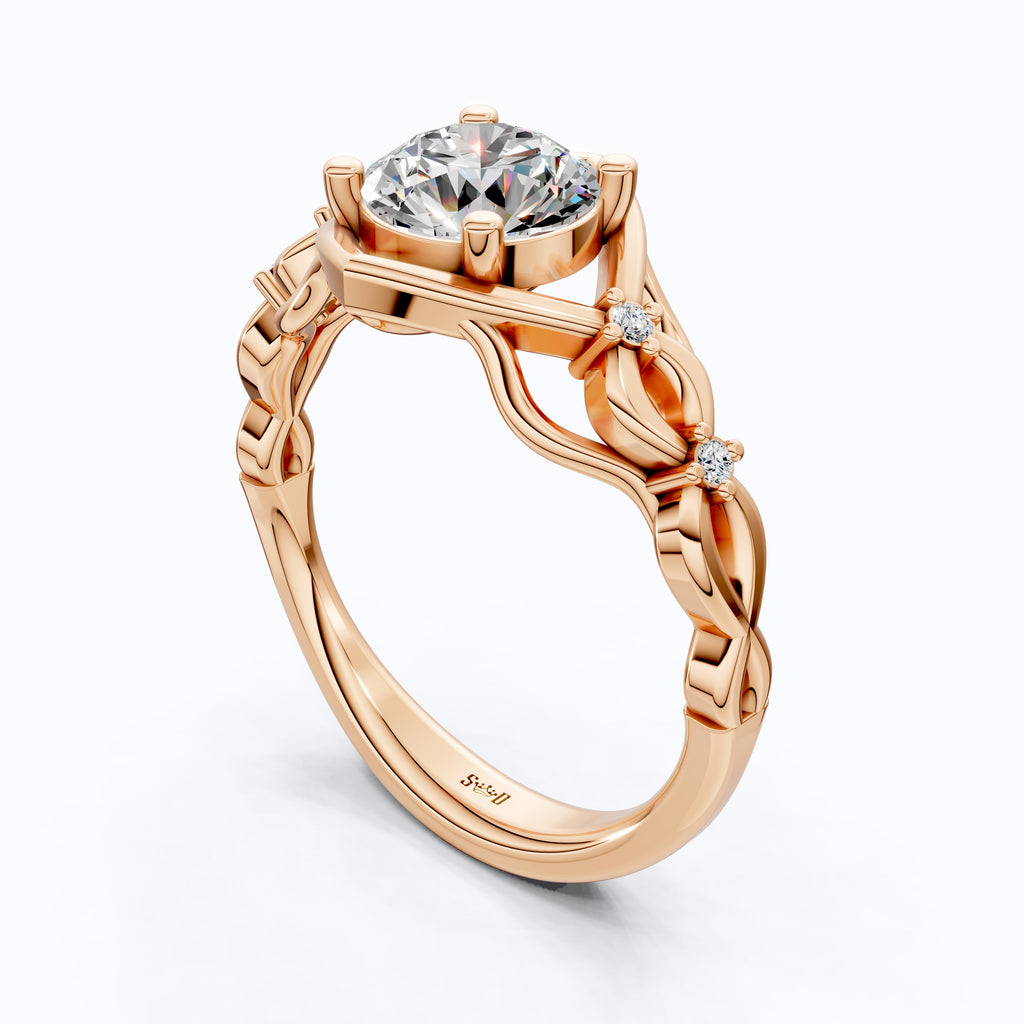 Celtic Knot Solitaire Engagement Ring in Solid 14k Gold/Sterling Silver, 1.34 TCW Round Cut Lab Diamond Antique Ring,Birthday Gift for Women, Everyday Jewelry