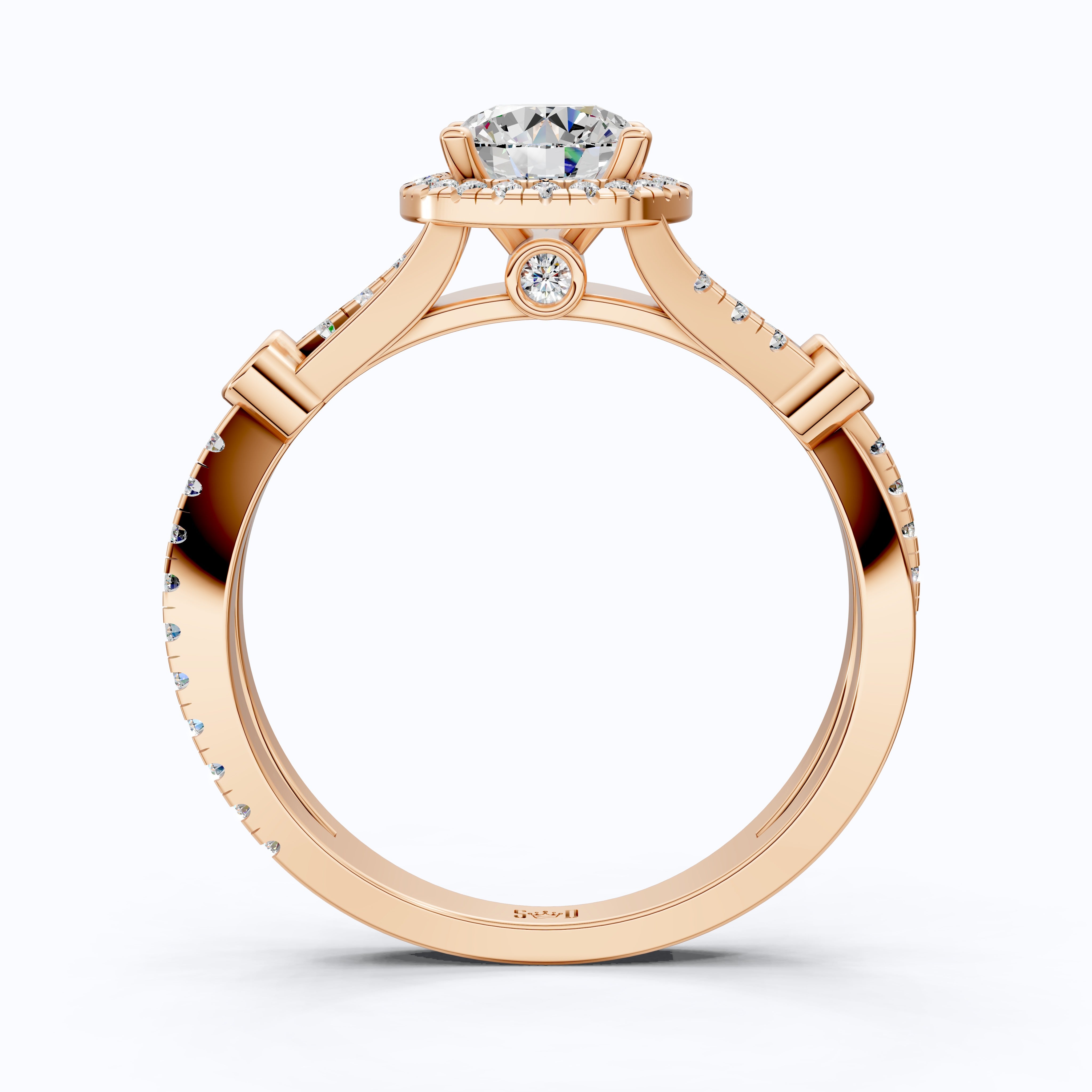 Round Halo Split Shank Engagement Ring in 14K Solid Gold, 0.70 CT Round Cut Lab Created Diamond, Proposal Ring, Gift for Her
