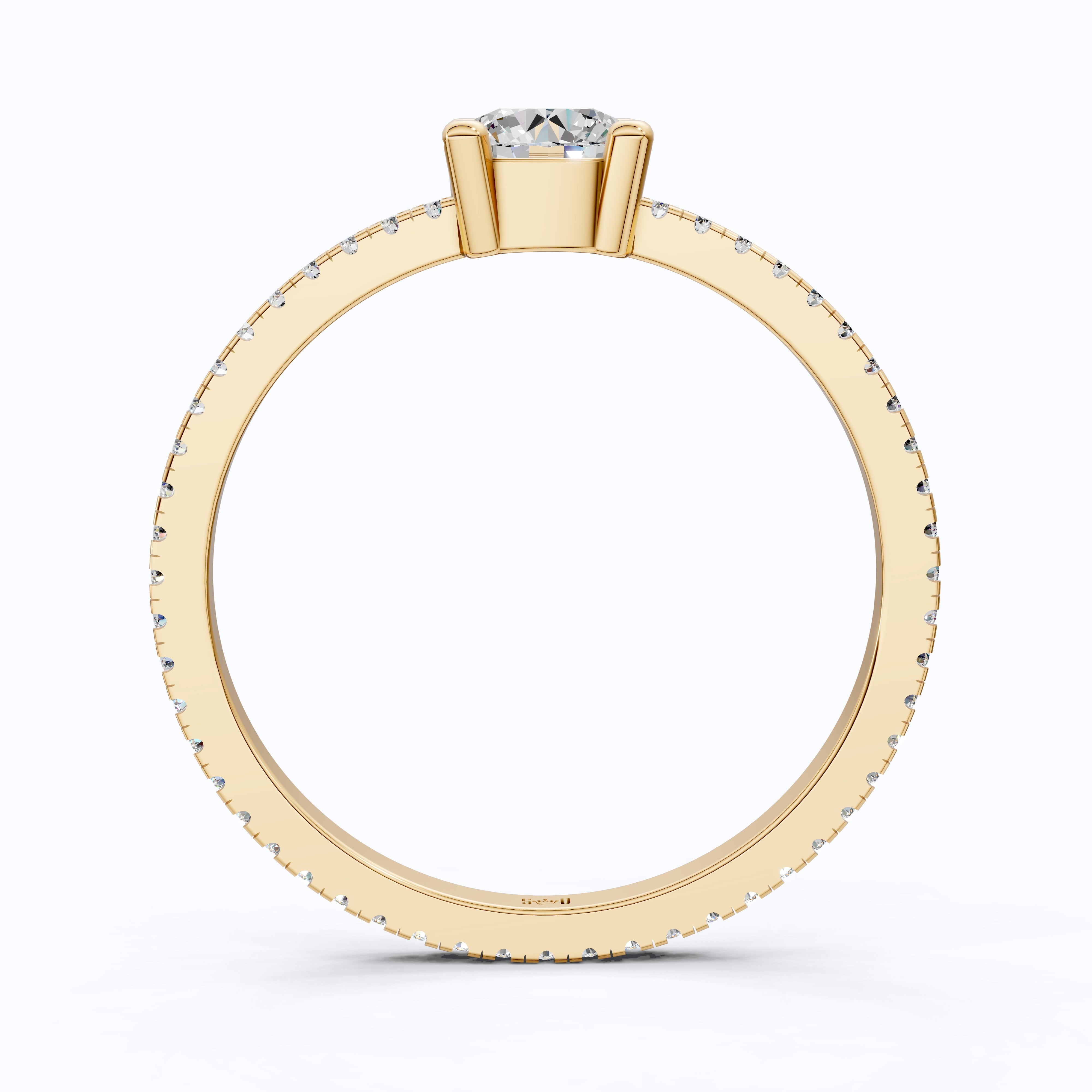 Dainty Pavé Solitaire Engagement Ring in 14K Solid Gold, 0.77 TCW Round Cut Lab Created Diamonds, Wedding Gift for Her, Daily Wear Ring