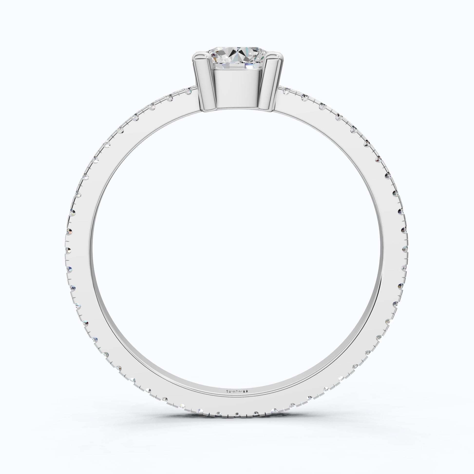 Dainty Pavé Solitaire Engagement Ring in 14K Solid Gold, 0.77 TCW Round Cut Lab Created Diamonds, Wedding Gift for Her, Daily Wear Ring