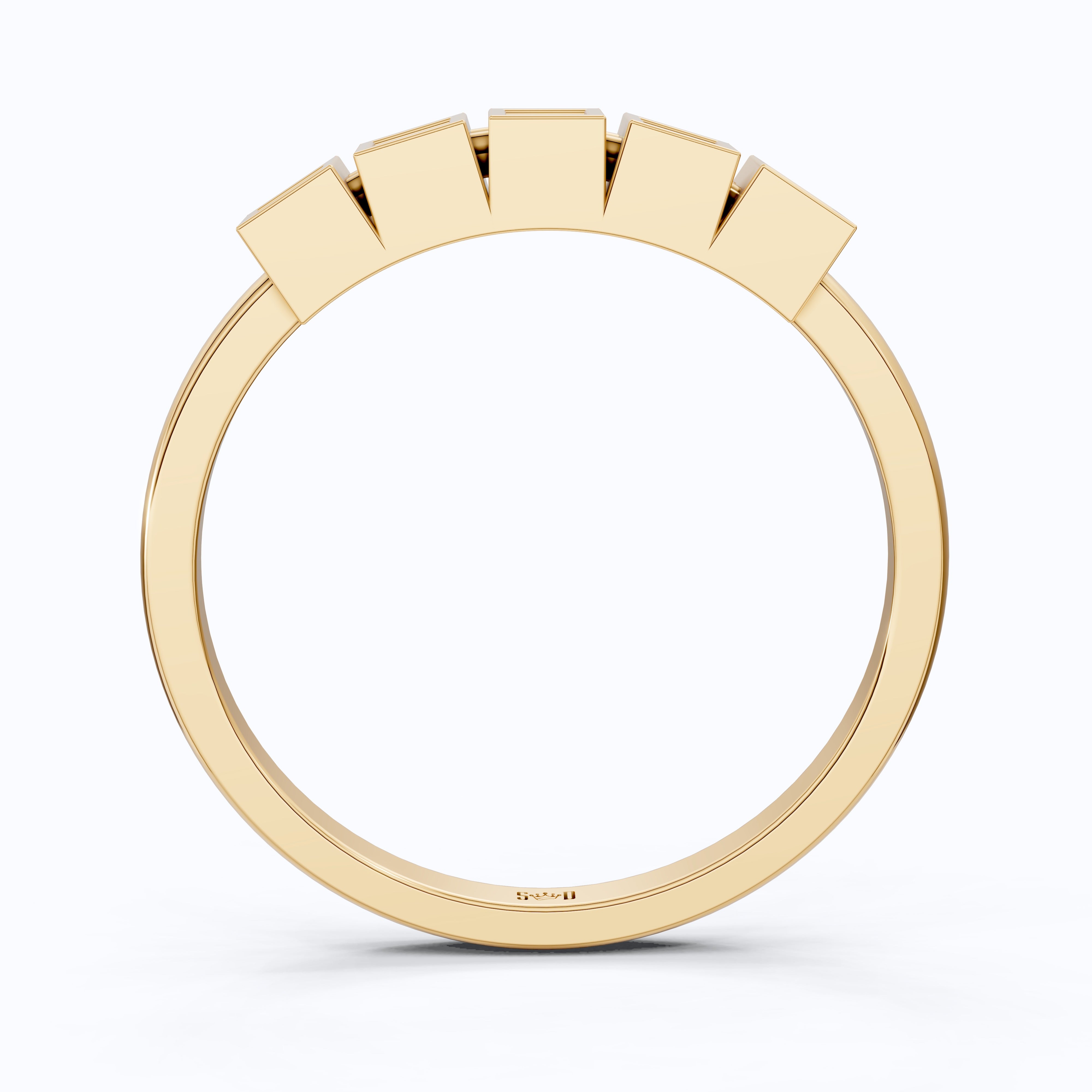 Bezel Set Half Eternity Wedding Band in 14K Solid Gold, 0.30 TCW Princess Cut Lab Grown Diamonds, Simple Band For Wife, Everyday Wedding Band