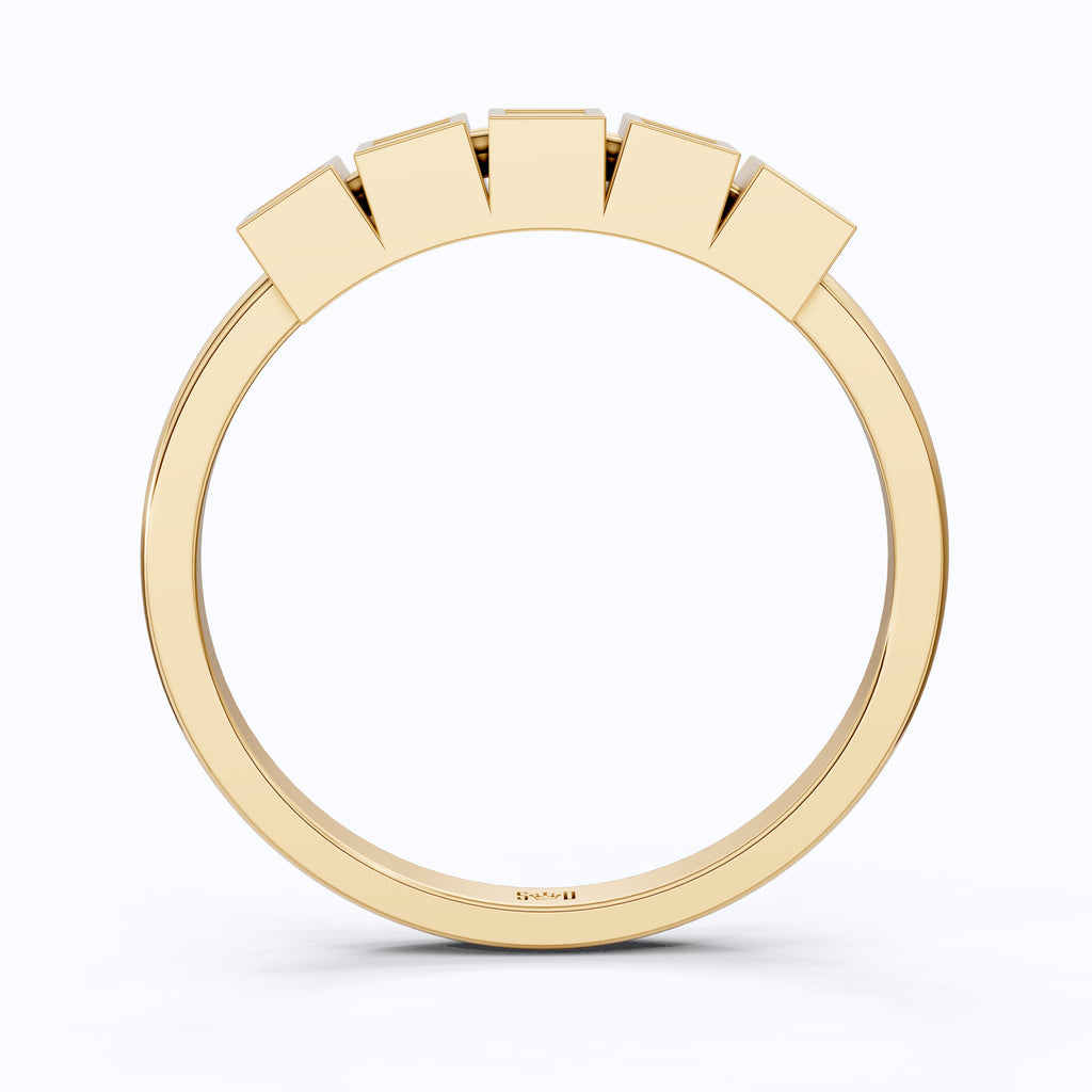 Bezel Set Half Eternity Wedding Band in 14K Solid Gold, 0.30 TCW Princess Cut Lab Grown Diamonds, Simple Band For Wife, Everyday Wedding Band