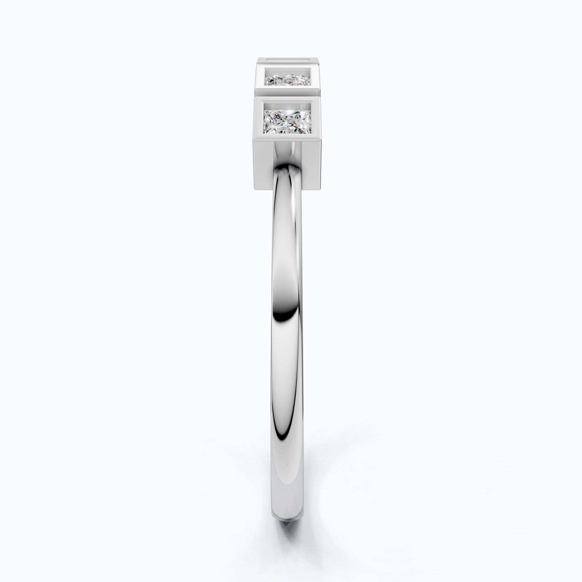 Bezel Set Half Eternity Wedding Band in 14K Solid Gold, 0.30 TCW Princess Cut Lab Grown Diamonds, Simple Band For Wife, Everyday Wedding Band