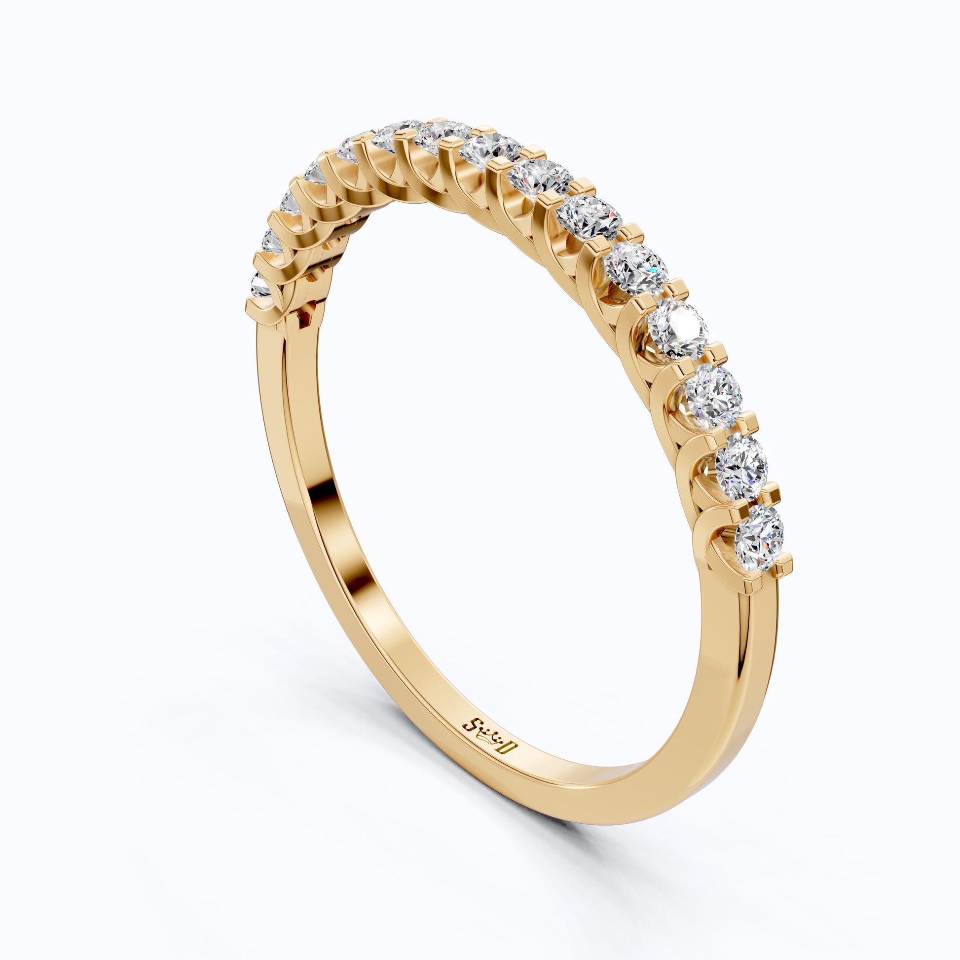 Classic Half Eternity Wedding Band in 14k Solid Gold, 0.38 TCW Round Cut Lab Grown Diamonds, Anniversary Gift For Wife, Everyday Band