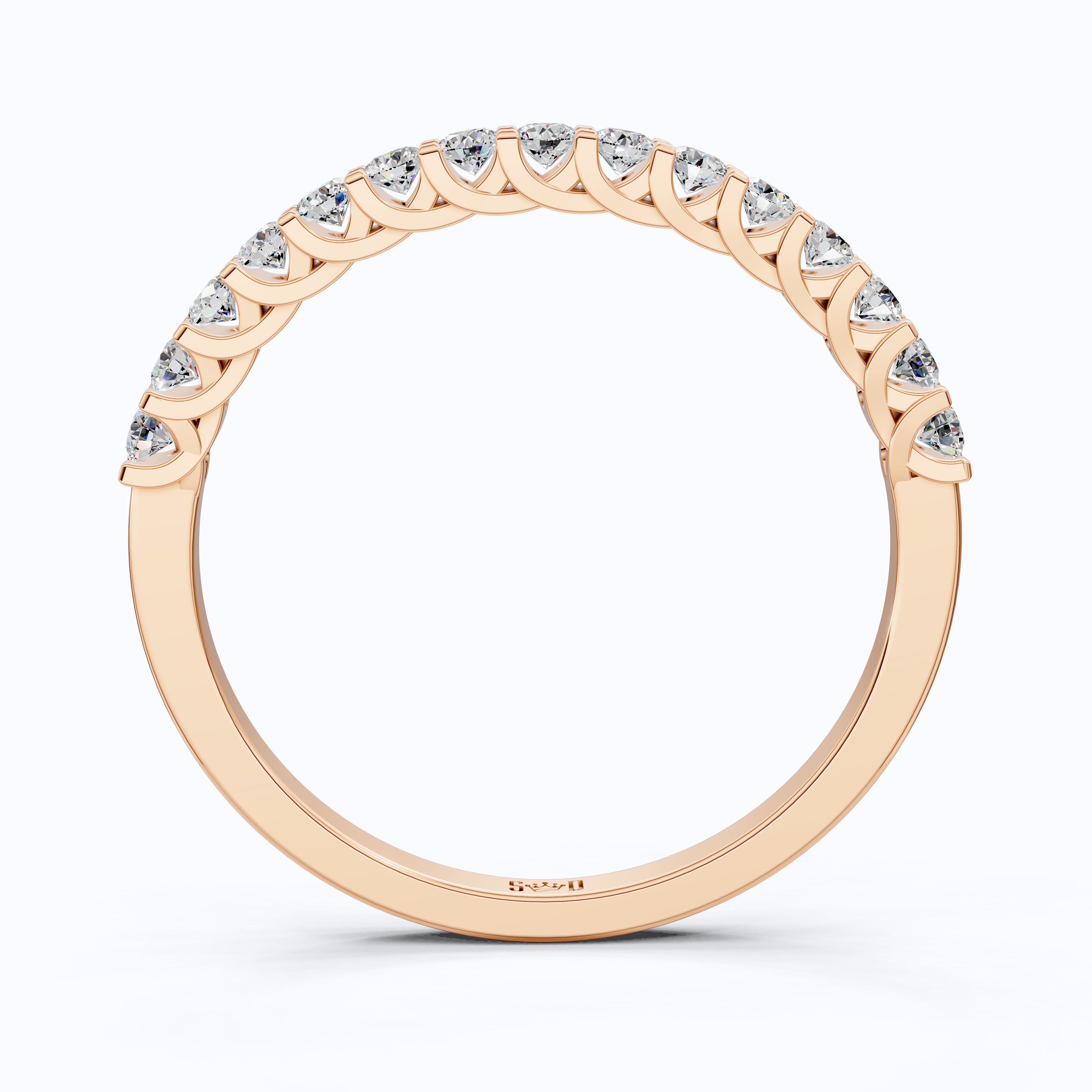 Classic Half Eternity Wedding Band in 14k Solid Gold, 0.38 TCW Round Cut Lab Grown Diamonds, Anniversary Gift For Wife, Everyday Band