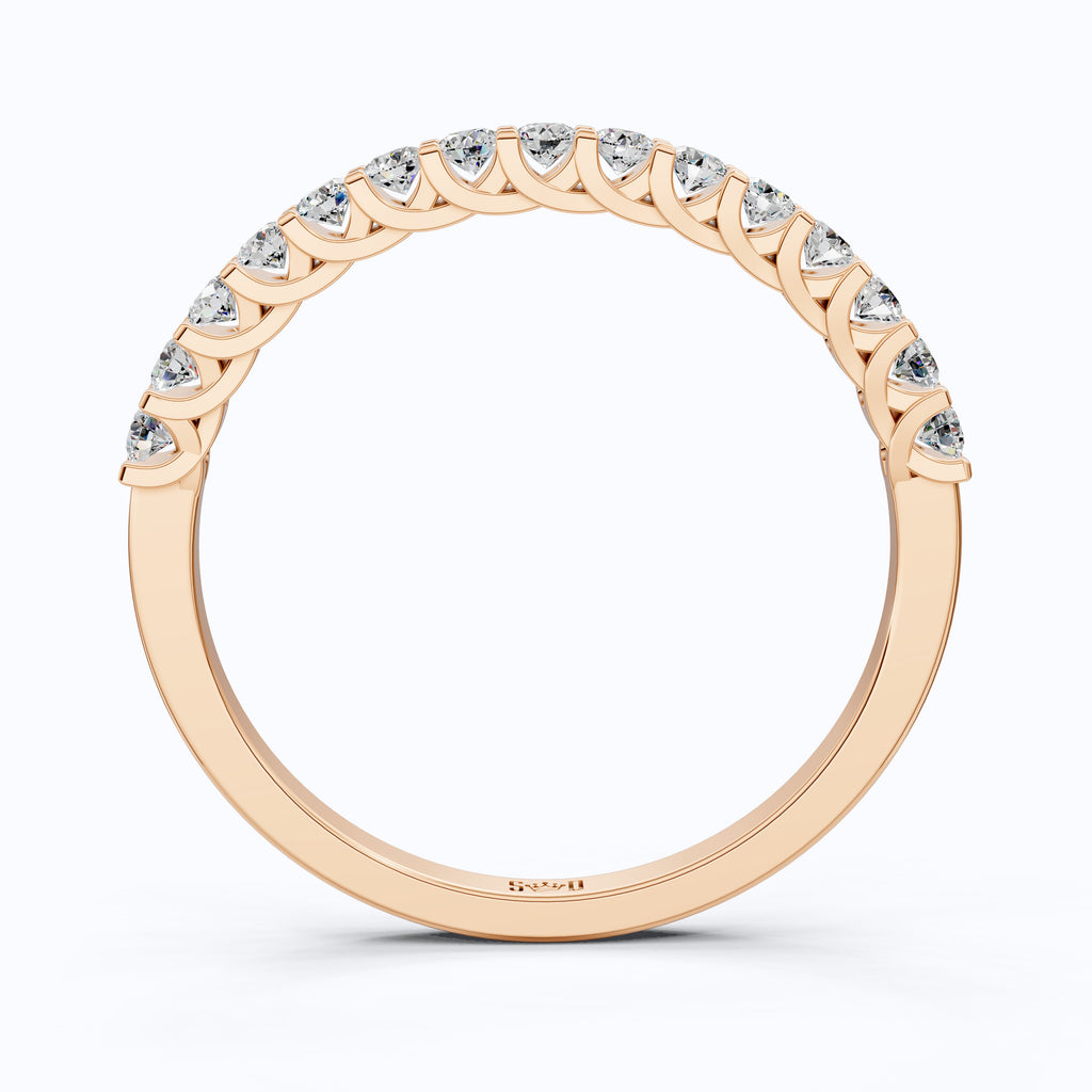 Classic Half Eternity Wedding Band in 14k Solid Gold, 0.38 TCW Round Cut Lab Grown Diamonds, Anniversary Gift For Wife, Everyday Band