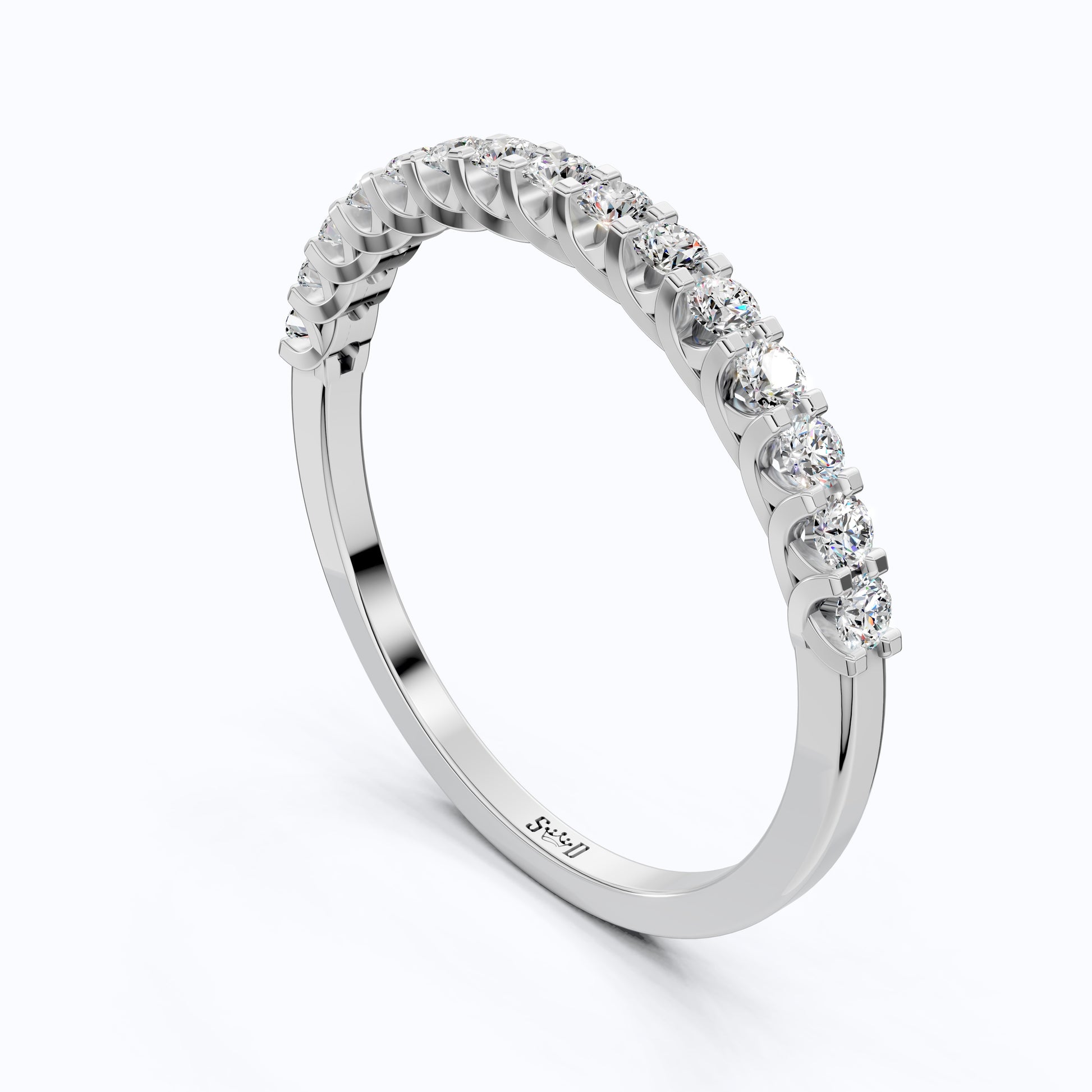 Classic Half Eternity Wedding Band in 14k Solid Gold, 0.38 TCW Round Cut Lab Grown Diamonds, Anniversary Gift For Wife, Everyday Band