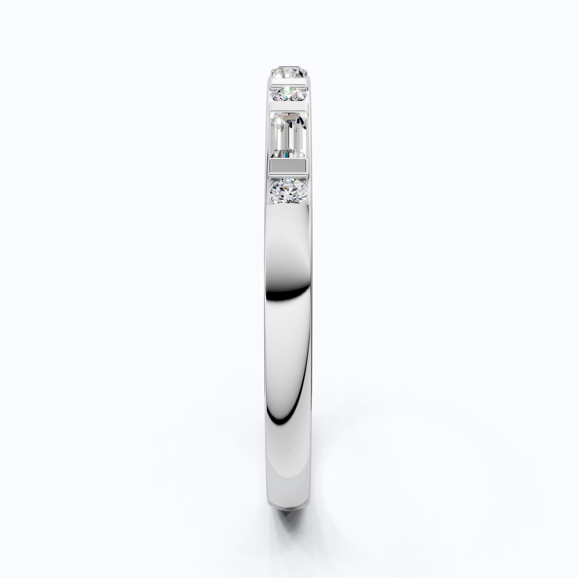 Half Eternity Bar Set Wedding Band in 14K Solid Gold, 0.23 TCW Baguette/Round Cut Lab Diamonds, Handmade Bridal Jewelry, Birthday Gift for Her