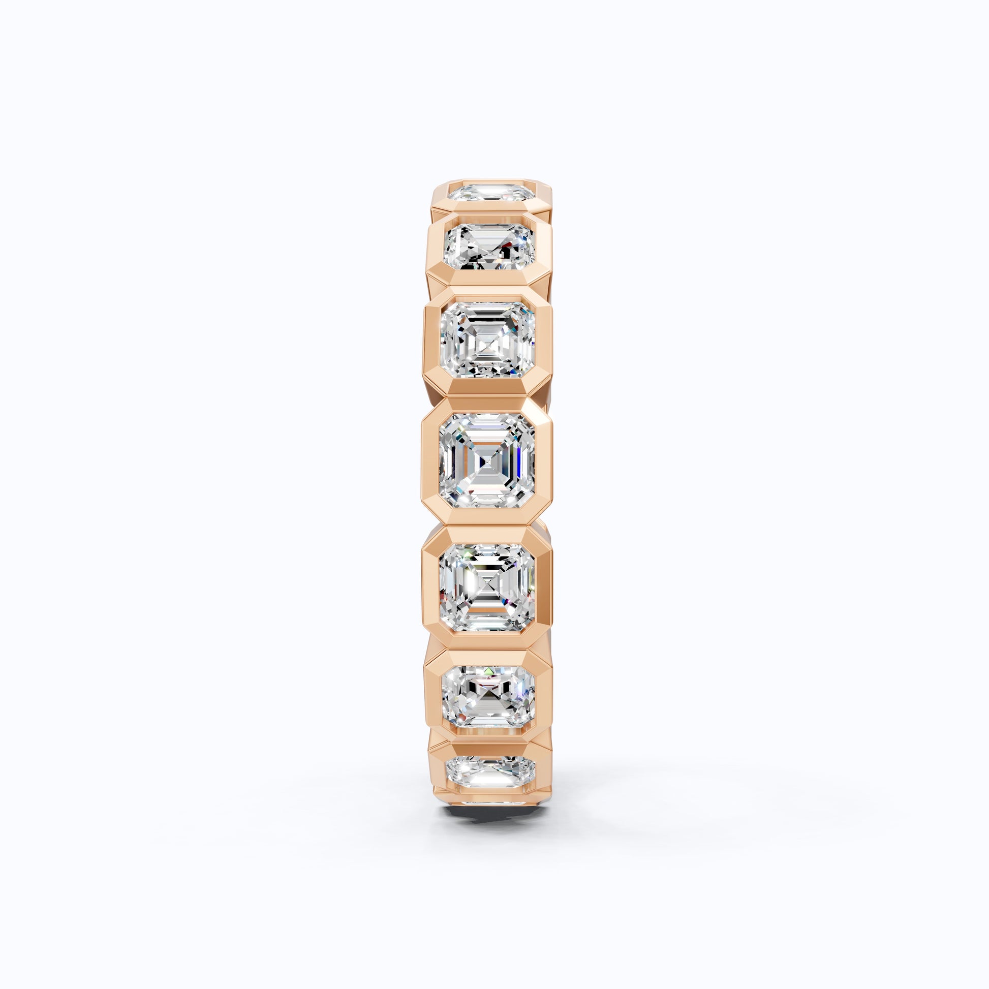 Asscher Cut Octagon Bezel Eternity Wedding Band in Lab Diamond–14k Solid Gold, 3.60 TCW Asscher Cut Lab Diamonds, Anniversary Gift for Wife
