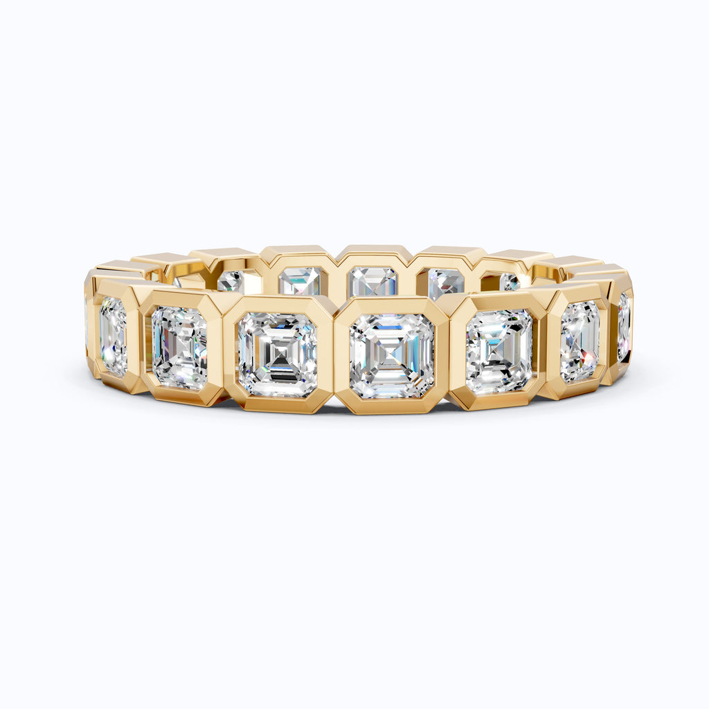 Asscher Cut Octagon Bezel Eternity Wedding Band in Lab Diamond–14k Solid Gold, 3.60 TCW Asscher Cut Lab Diamonds, Anniversary Gift for Wife
