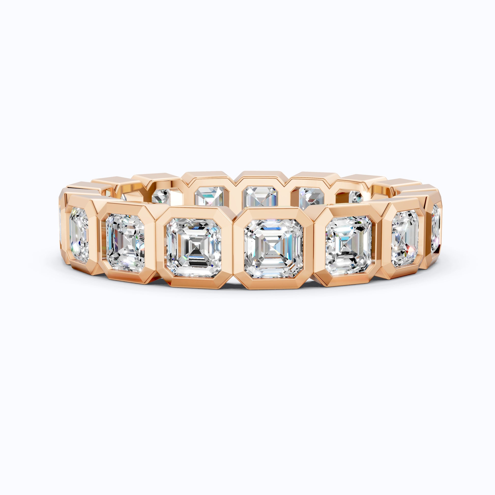 Asscher Cut Octagon Bezel Eternity Wedding Band in Lab Diamond–14k Solid Gold, 3.60 TCW Asscher Cut Lab Diamonds, Anniversary Gift for Wife