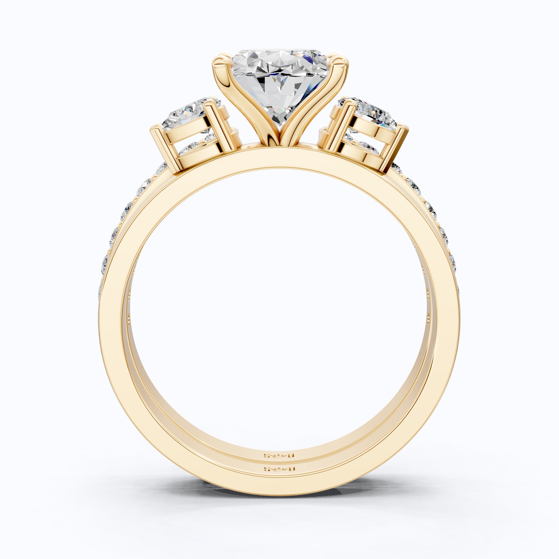 Dainty Oval Three Stone Engagement Ring Set in 14K Solid Gold, 2.00 CT Oval Cut Lab Created Diamond, Bridal Gift