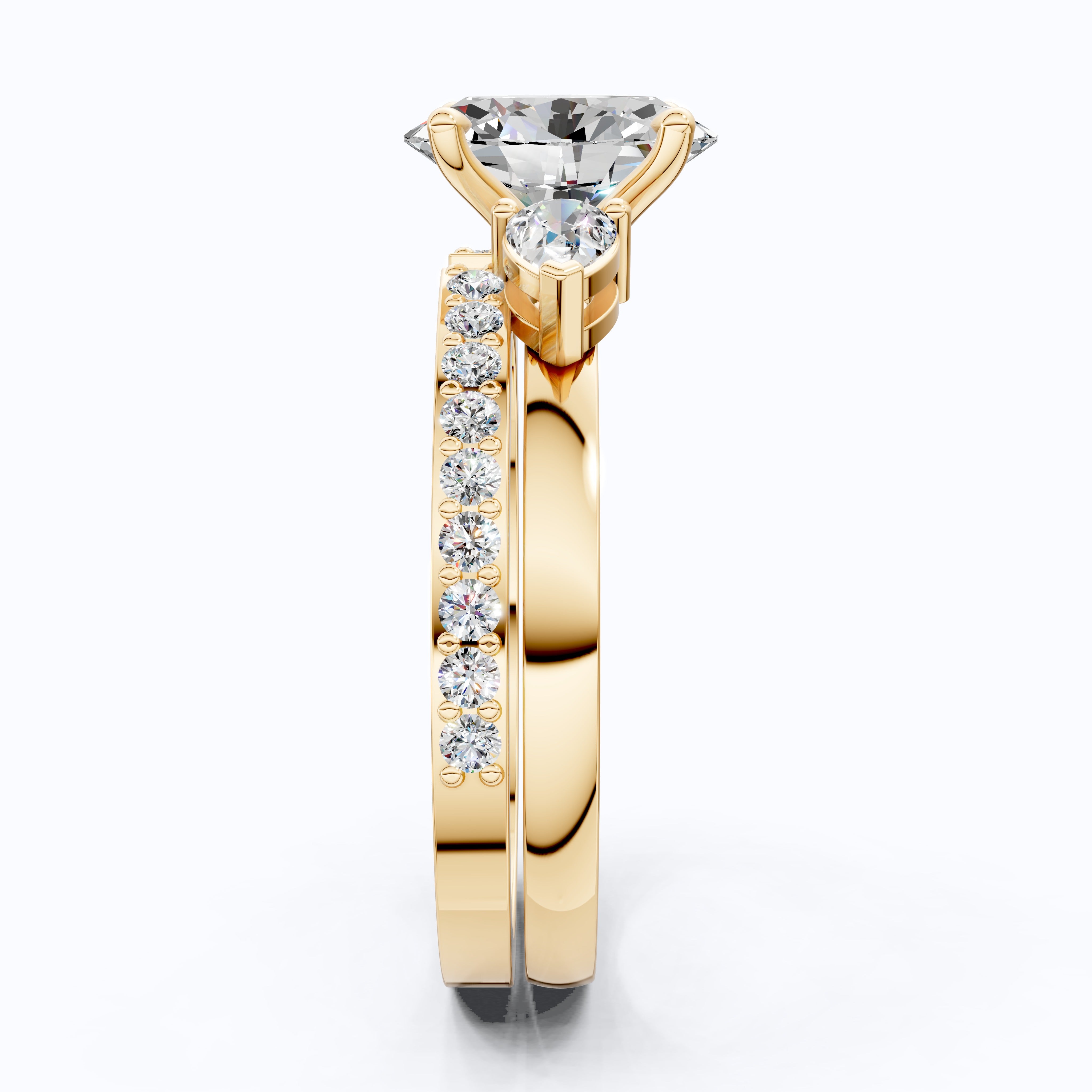 Dainty Oval Three Stone Engagement Ring Set in 14K Solid Gold, 2.00 CT Oval Cut Lab Created Diamond, Bridal Gift