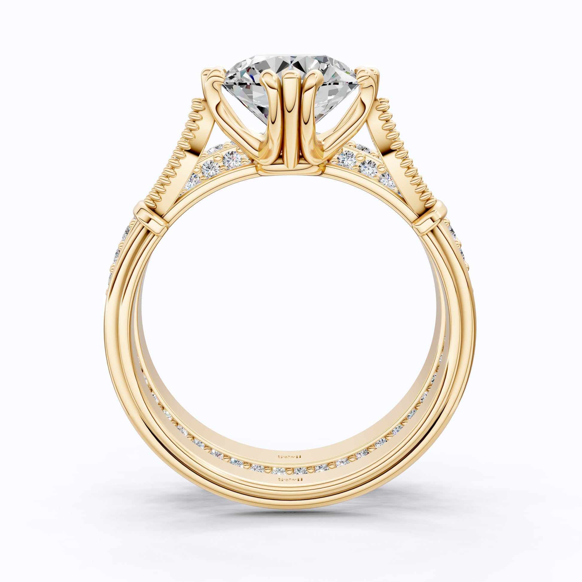 Vintage Rope Detail Round Solitaire Engagement Ring Set in 14K Solid Gold, 1.70 CT Round Cut Lab Created Diamond, Bridal Jewelry, Anniversary Gift For Her