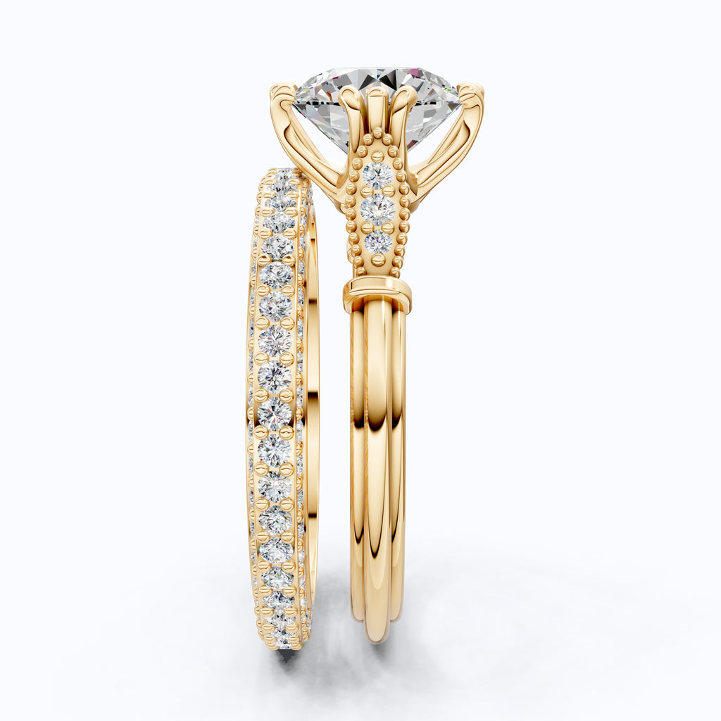 Vintage Rope Detail Round Solitaire Engagement Ring Set in 14K Solid Gold, 1.70 CT Round Cut Lab Created Diamond, Bridal Jewelry, Anniversary Gift For Her