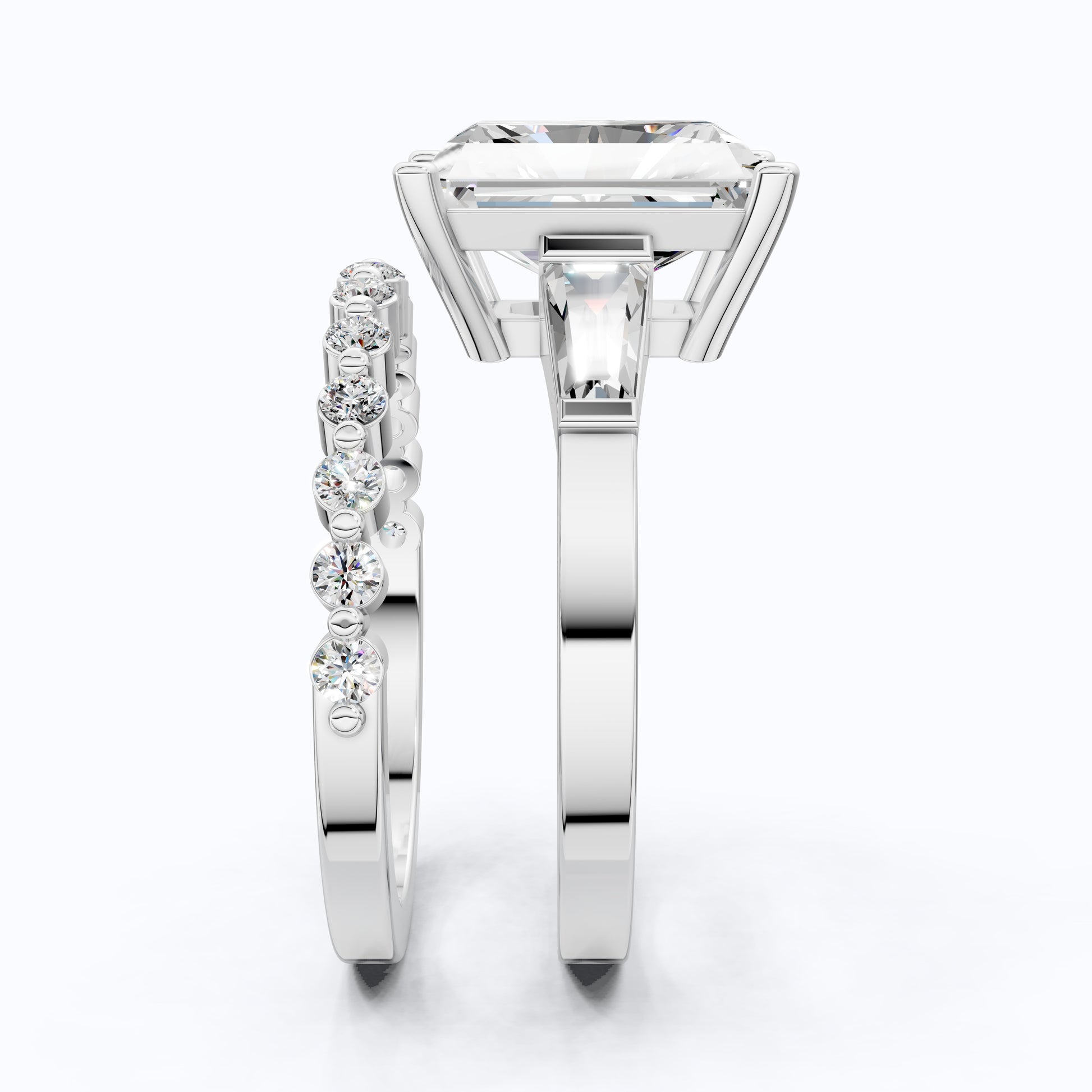 Elegant Radiant Cut Baguette Side Stone Engagement Ring Set in 14K Solid Gold, 3.50 CT Radiant Cut Lab Created Diamond, Bridal Gift For Her