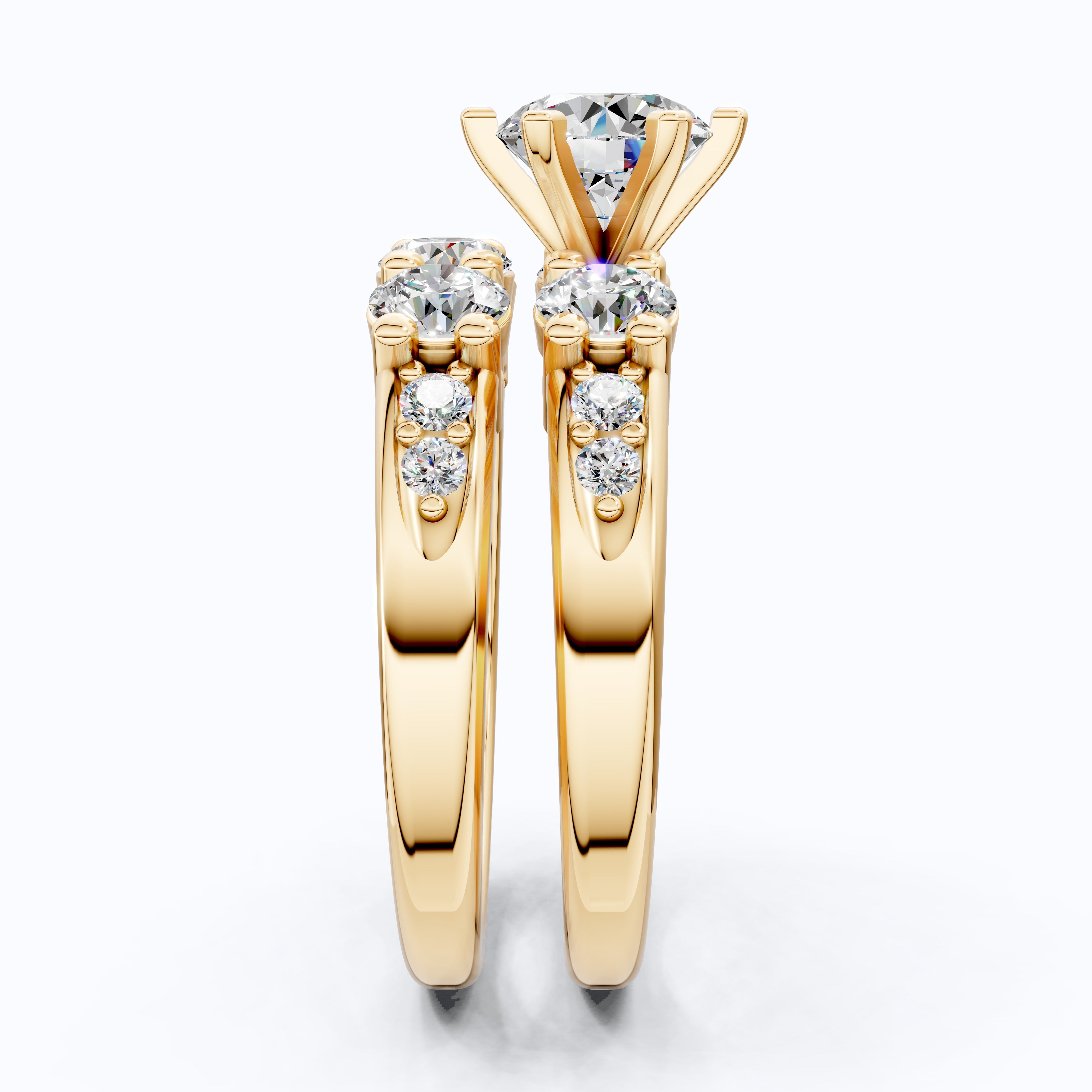 Graduated Three Stone Round Cut Engagement Ring Set in 14K Solid Gold, 2.25 TCW Round Cut Lab Created Diamonds, Wedding Gift for Her