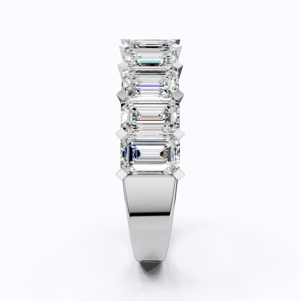 Timeless Emerald Cut Basket-Set Half Eternity Wedding Band in 14k Solid Gold, 2.50 TCW Emerald Cut Lab Created Diamonds, Bridal Jewelry