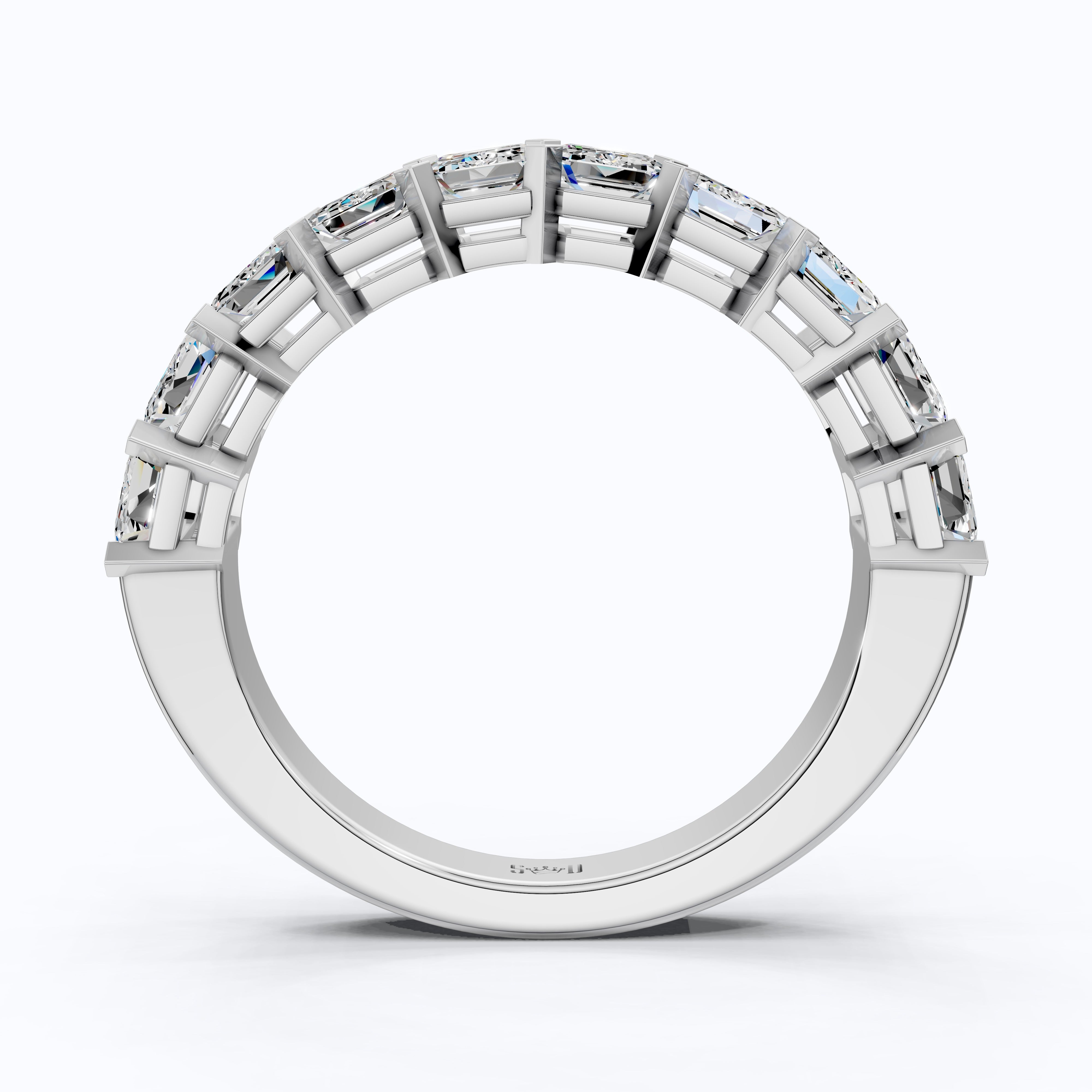 Timeless Emerald Cut Basket-Set Half Eternity Wedding Band in 14k Solid Gold, 2.50 TCW Emerald Cut Lab Created Diamonds, Bridal Jewelry