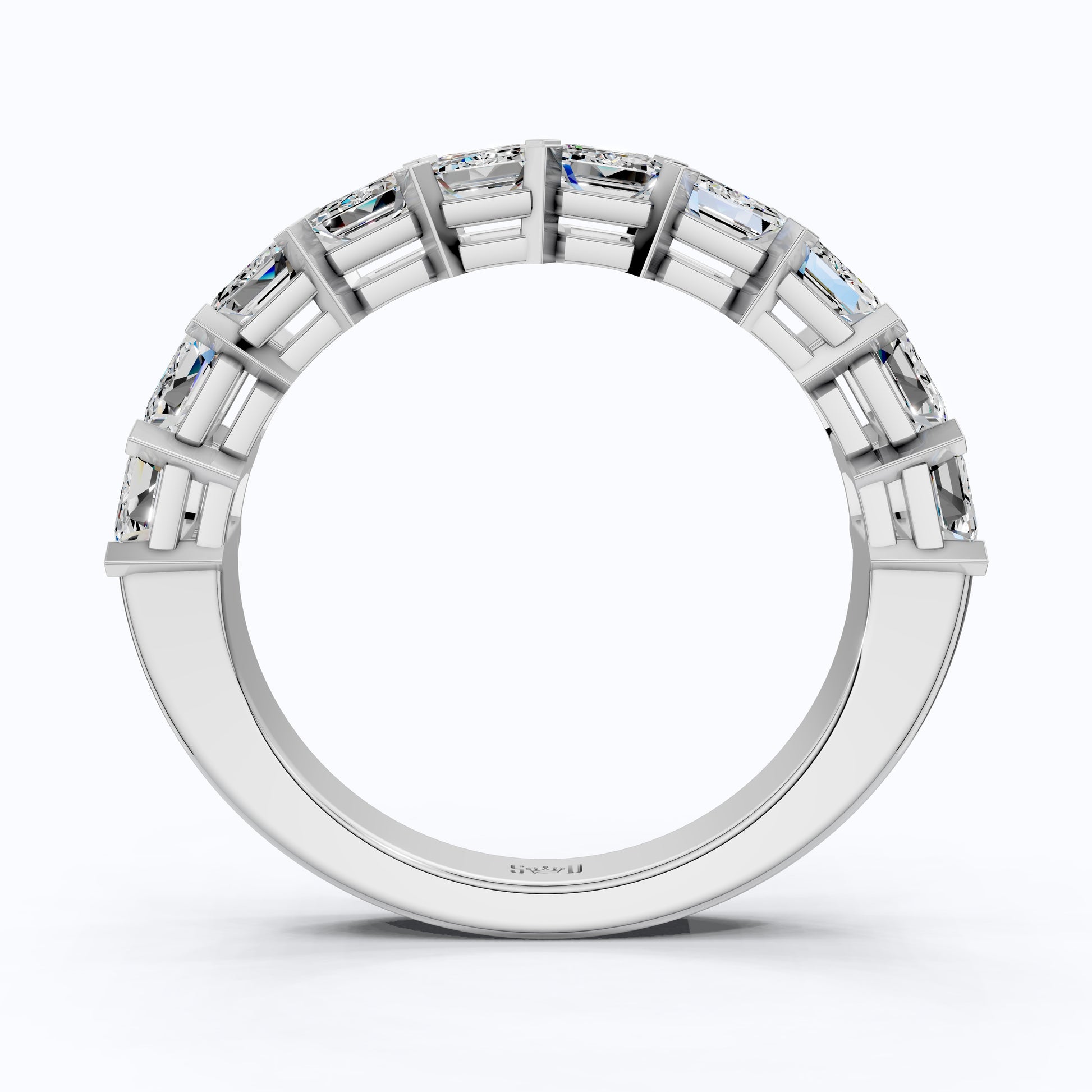 Timeless Emerald Cut Basket-Set Half Eternity Wedding Band in 14k Solid Gold, 2.50 TCW Emerald Cut Lab Created Diamonds, Bridal Jewelry