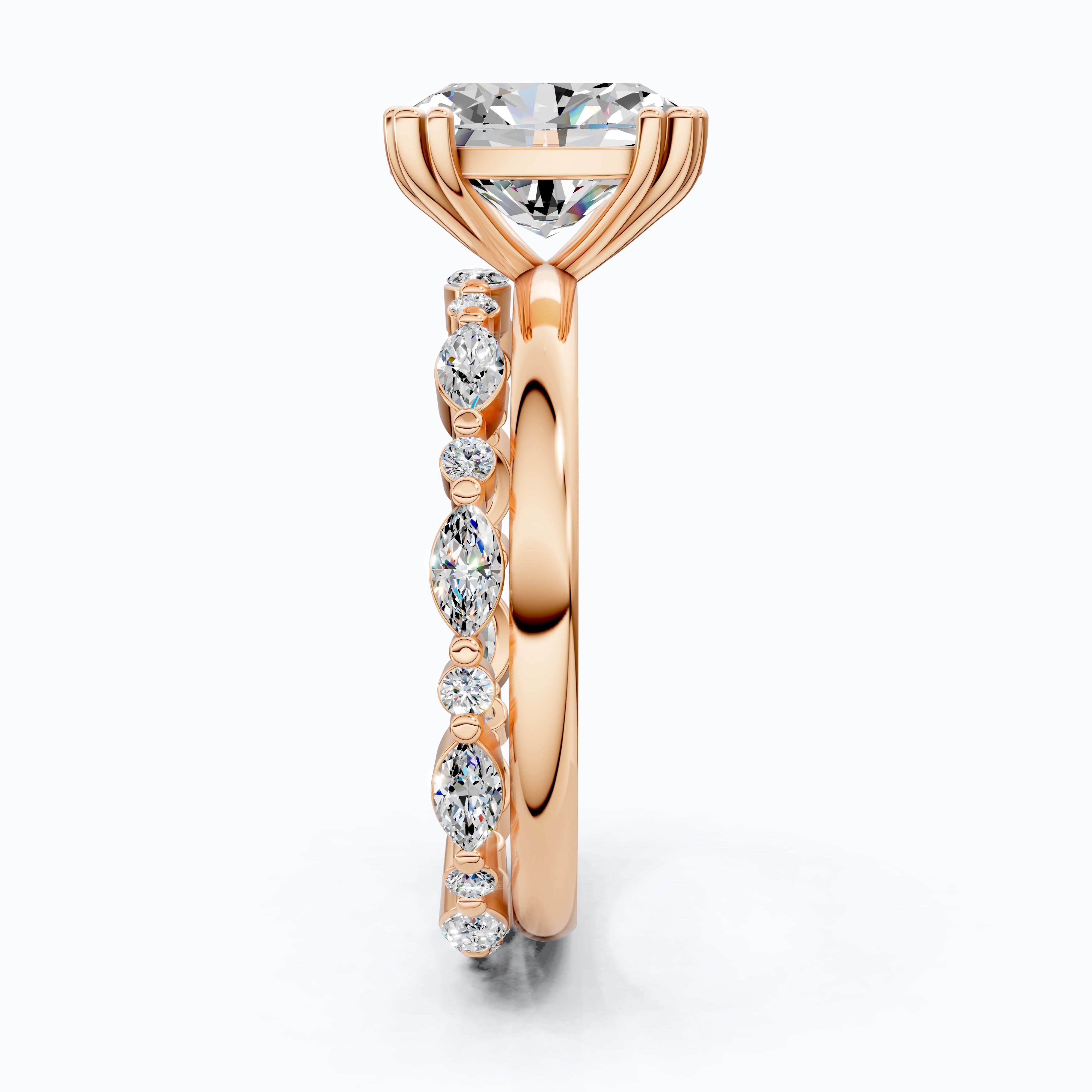 Oval Cut Solitaire Ring with Matching Marquise Full Eternity Band in 14k Solid Gold, 2.25 CT Oval Cut lab Created Diamond, Bridal Ring Set Gift For Wife