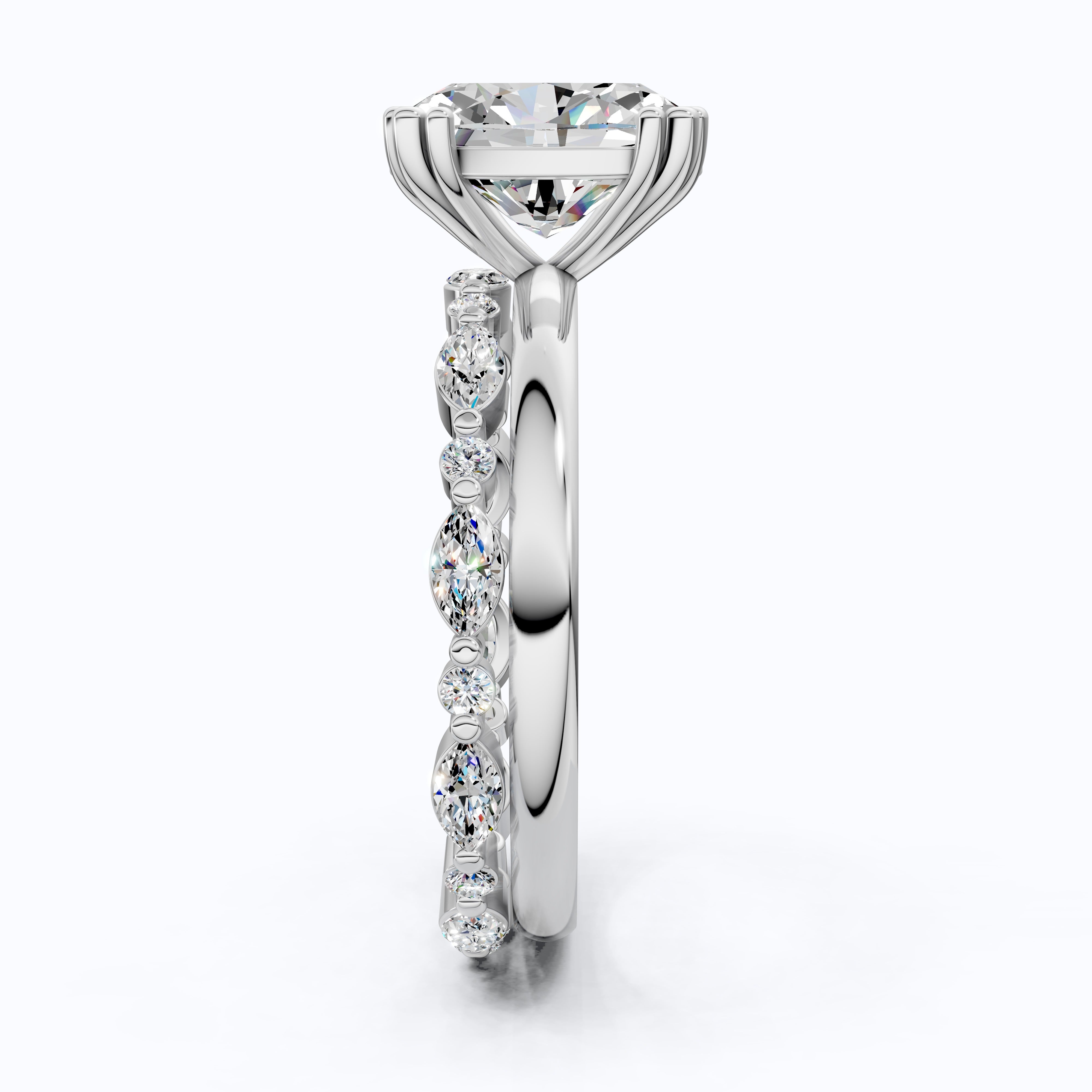 Oval Cut Solitaire Ring with Matching Marquise Full Eternity Band in 14k Solid Gold, 2.25 CT Oval Cut lab Created Diamond, Bridal Ring Set Gift For Wife