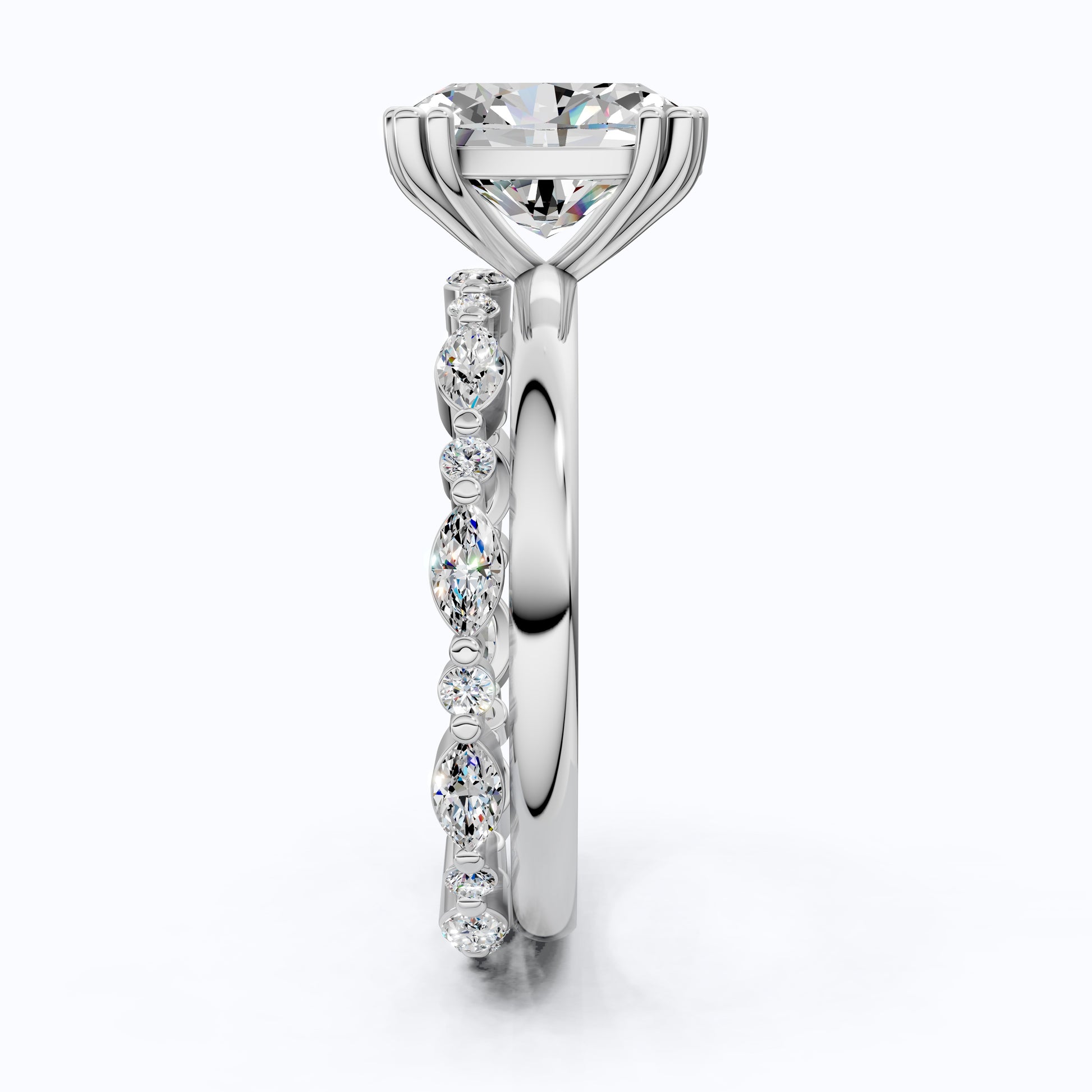 Oval Cut Solitaire Ring with Matching Marquise Full Eternity Band in 14k Solid Gold, 2.25 CT Oval Cut lab Created Diamond, Bridal Ring Set Gift For Wife