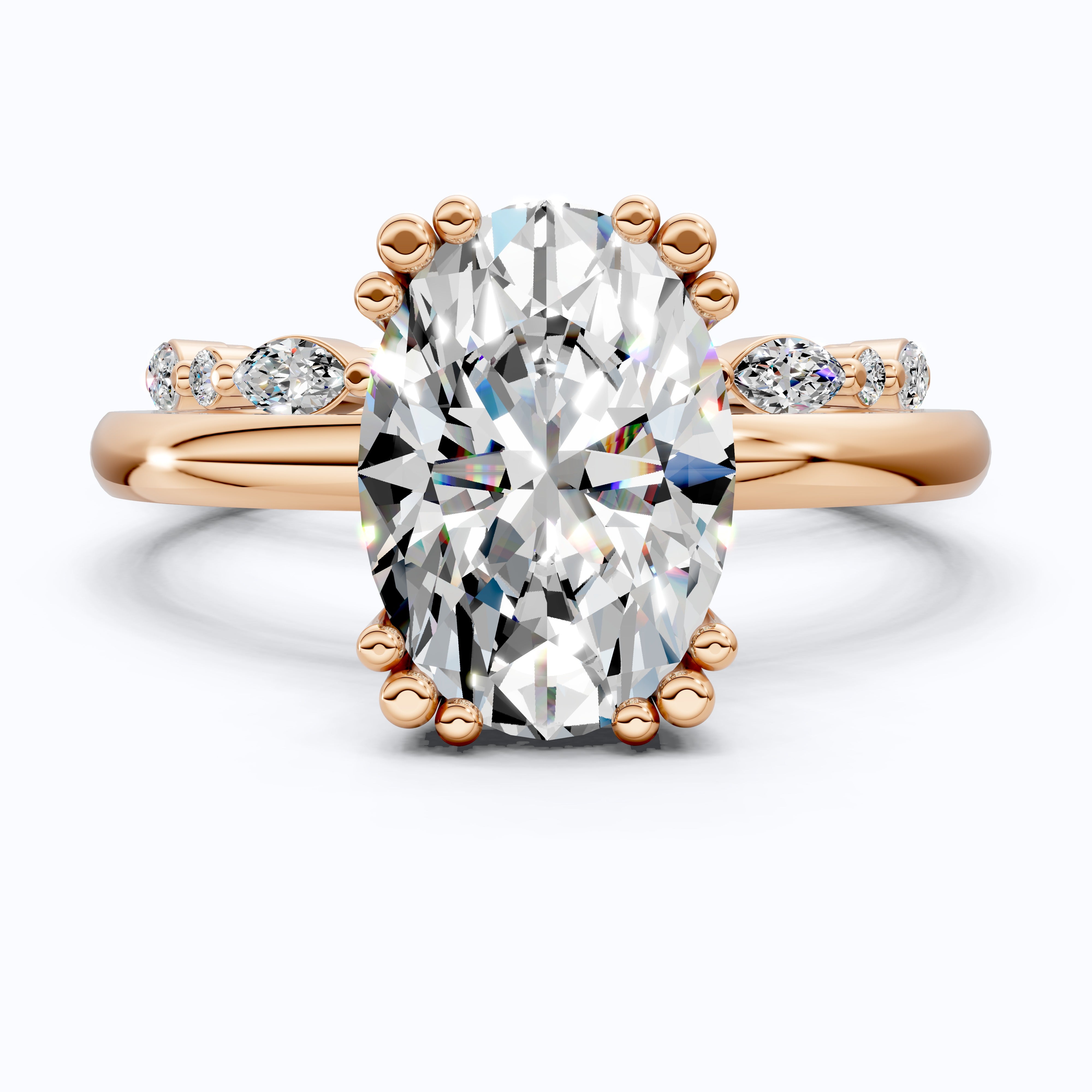 Oval Cut Solitaire Ring with Matching Marquise Full Eternity Band in 14k Solid Gold, 2.25 CT Oval Cut lab Created Diamond, Bridal Ring Set Gift For Wife