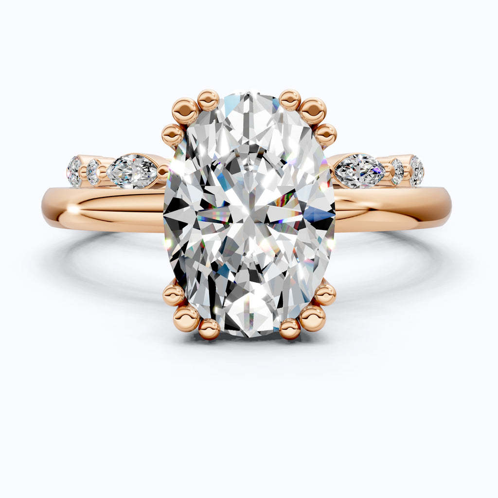 Oval Cut Solitaire Ring with Matching Marquise Full Eternity Band in 14k Solid Gold, 2.25 CT Oval Cut lab Created Diamond, Bridal Ring Set Gift For Wife