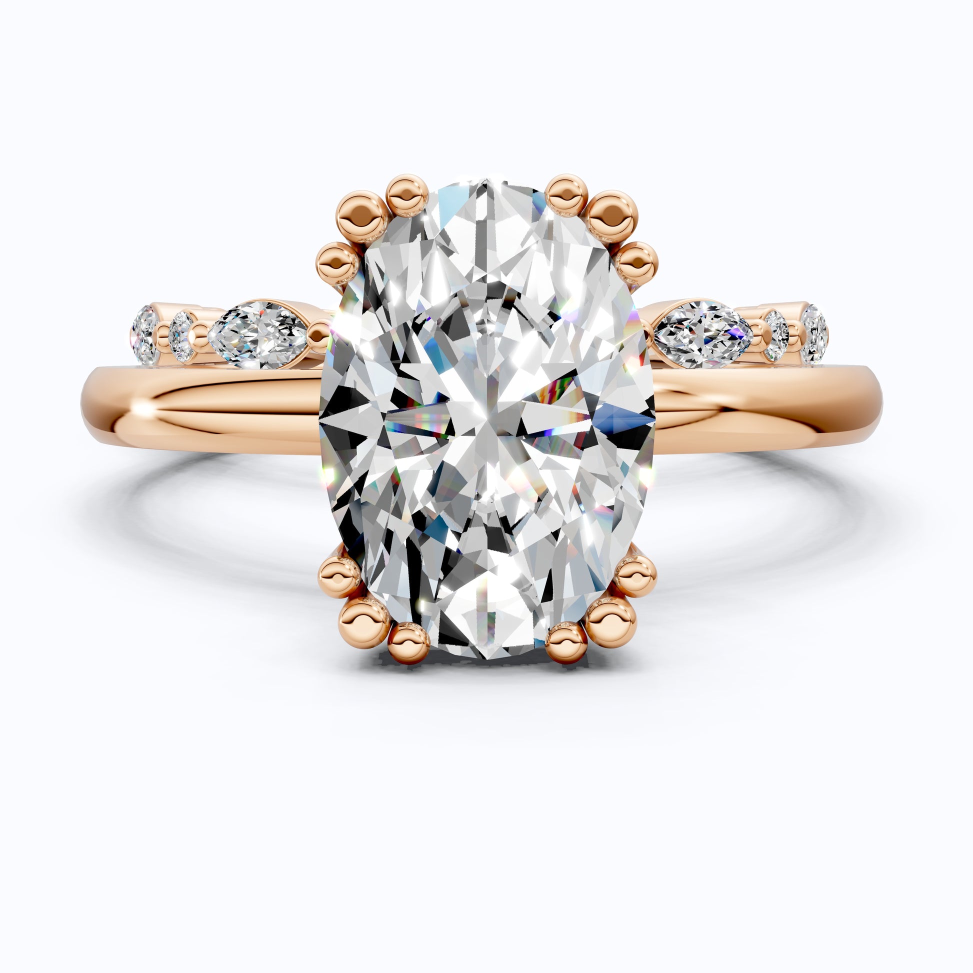 Oval Cut Solitaire Ring with Matching Marquise Full Eternity Band in 14k Solid Gold, 2.25 CT Oval Cut lab Created Diamond, Bridal Ring Set Gift For Wife