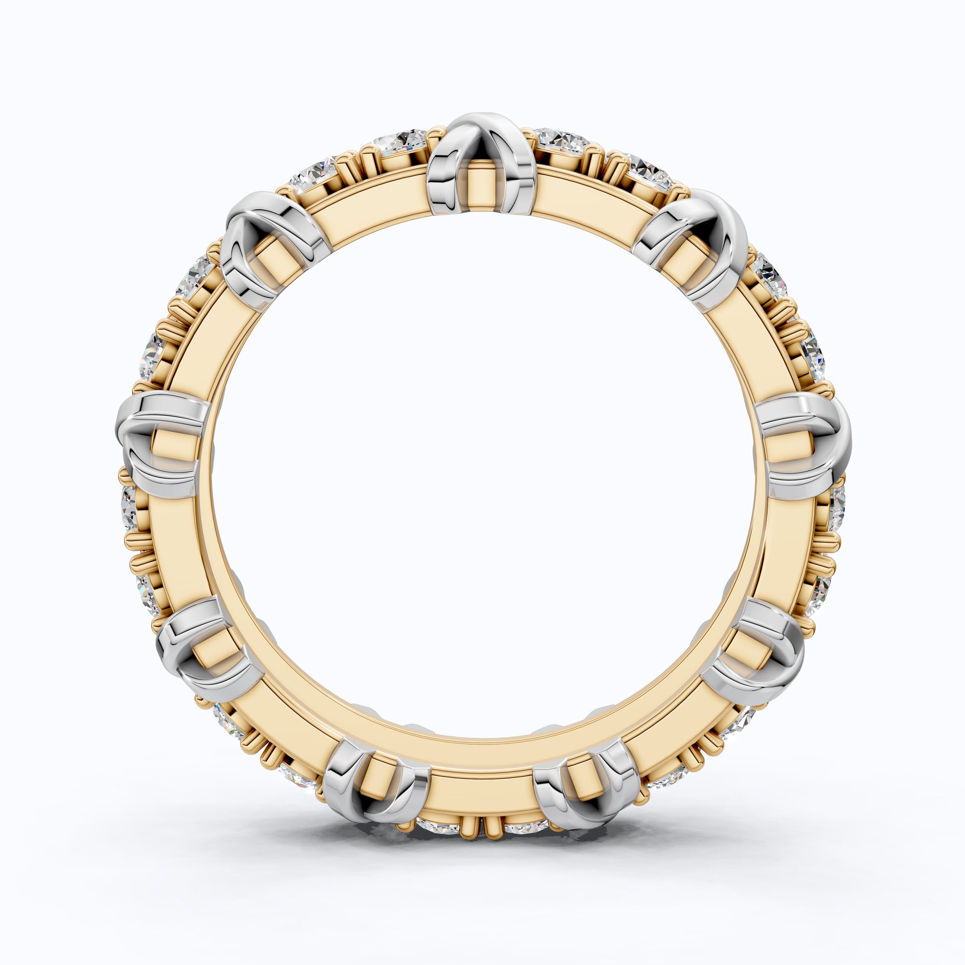 Unique X Design Eternity Wedding Band in 14K Solid Gold, 1.19 CT Round Cut Lab Created Diamond, Romantic Gift for Her