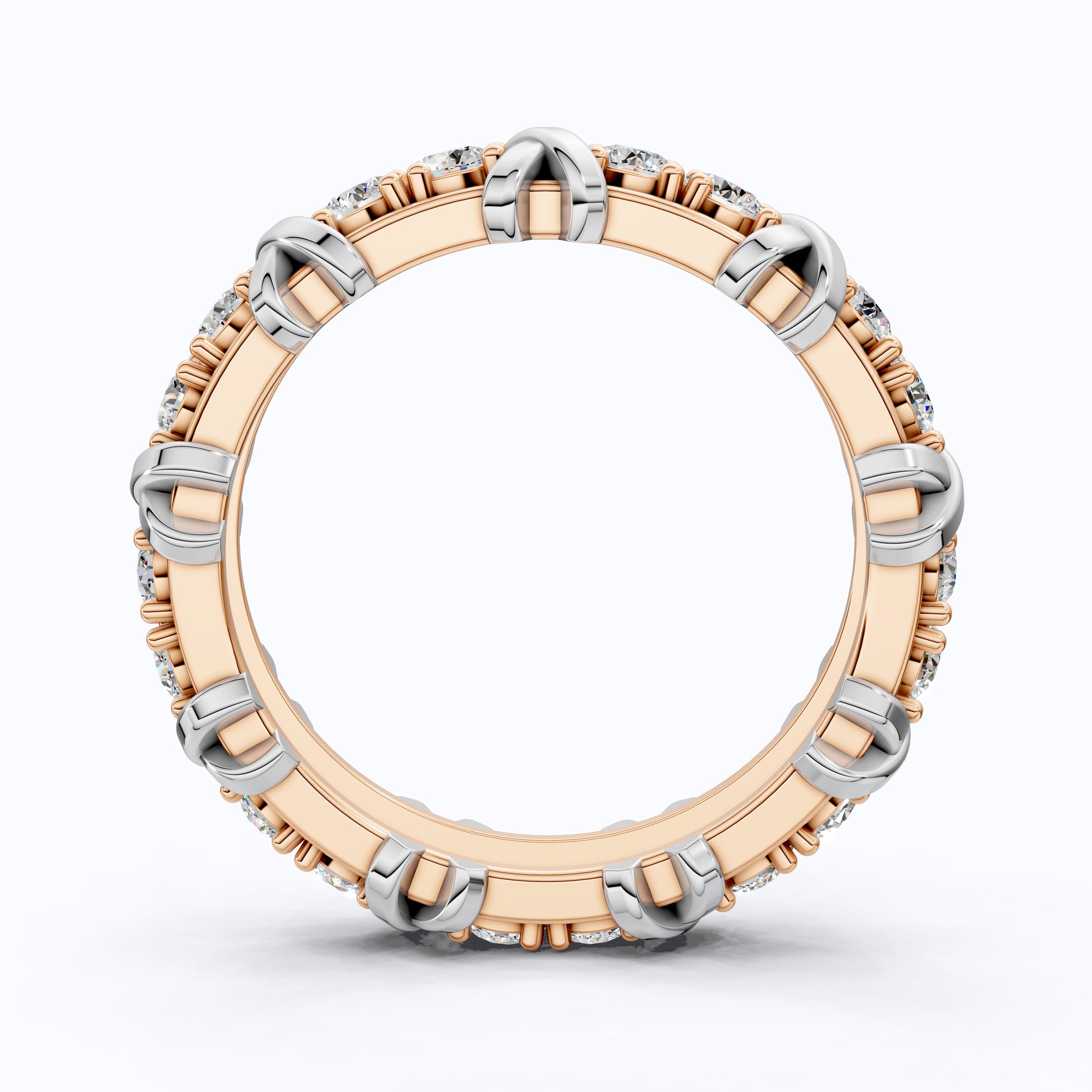 Unique X Design Eternity Wedding Band in 14K Solid Gold, 1.19 CT Round Cut Lab Created Diamond, Romantic Gift for Her