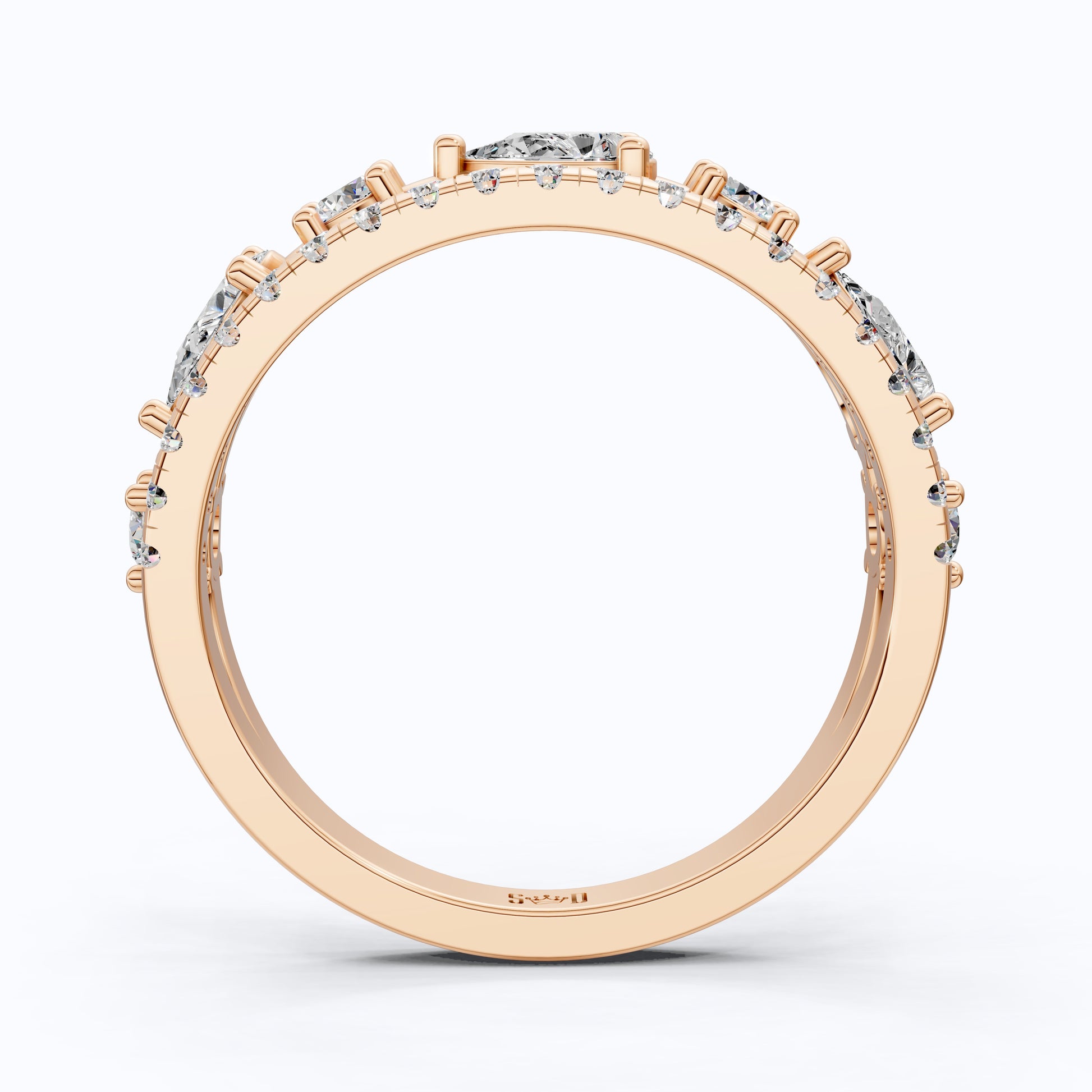 Multi Stone Pear Cluster Band Split Shank Engagement Ring in 14K Solid Gold, 0.75 TCW Pear Cut Lab Grown Diamonds, Bridal Gift for Her