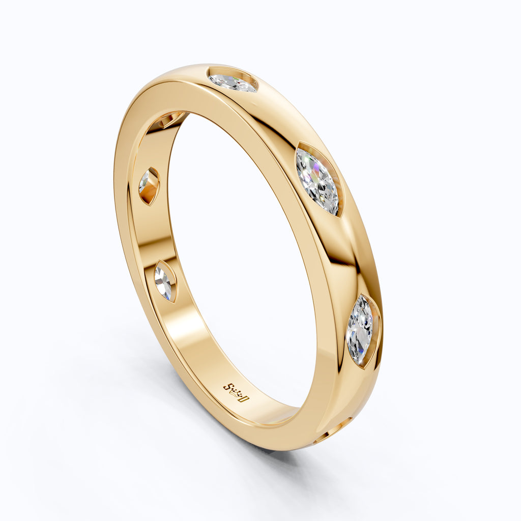 Minimal Marquise Eternity Band Wedding Ring in 14K Solid Gold, 0.70 TCW Marquise Cut Lab Grown Diamonds, Gift for Her