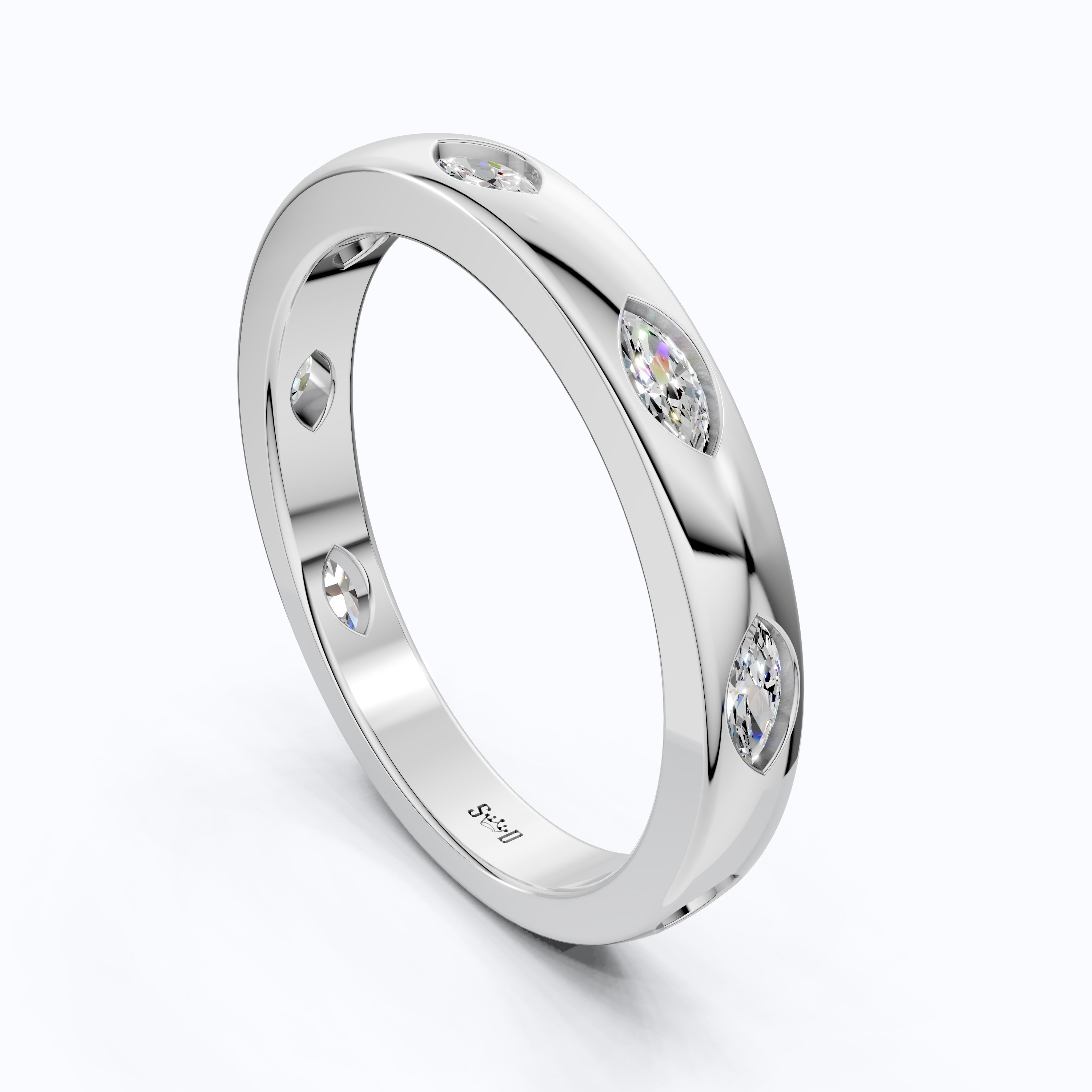 Minimal Marquise Eternity Band Wedding Ring in 14K Solid Gold, 0.70 TCW Marquise Cut Lab Grown Diamonds, Gift for Her