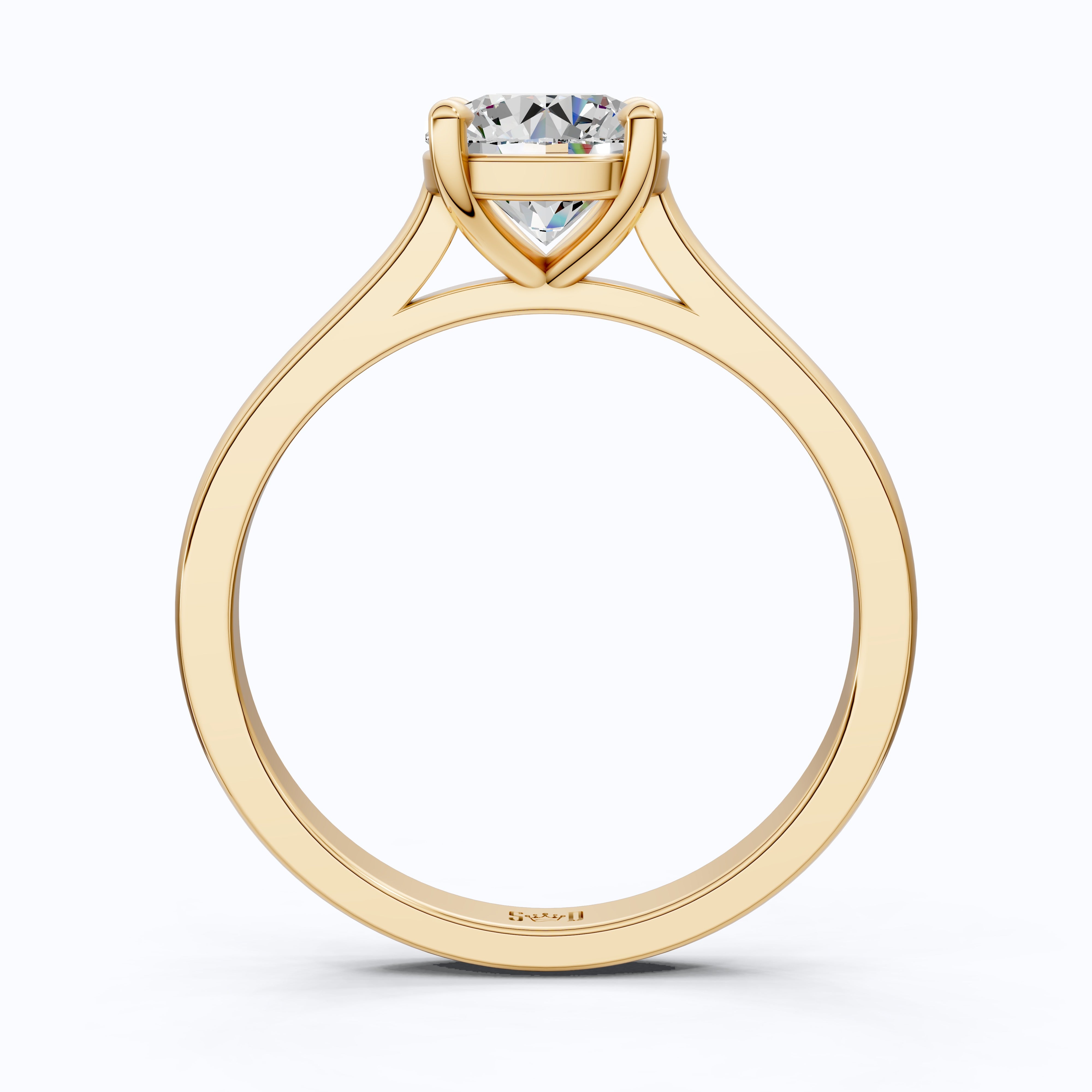 Classic Round Solitaire with Cathedral Setting Engagement Ring in 14k Solid Gold, Traditional Solitaire Wedding Ring, Anniversary Gift for Wife, Everyday Jewelry