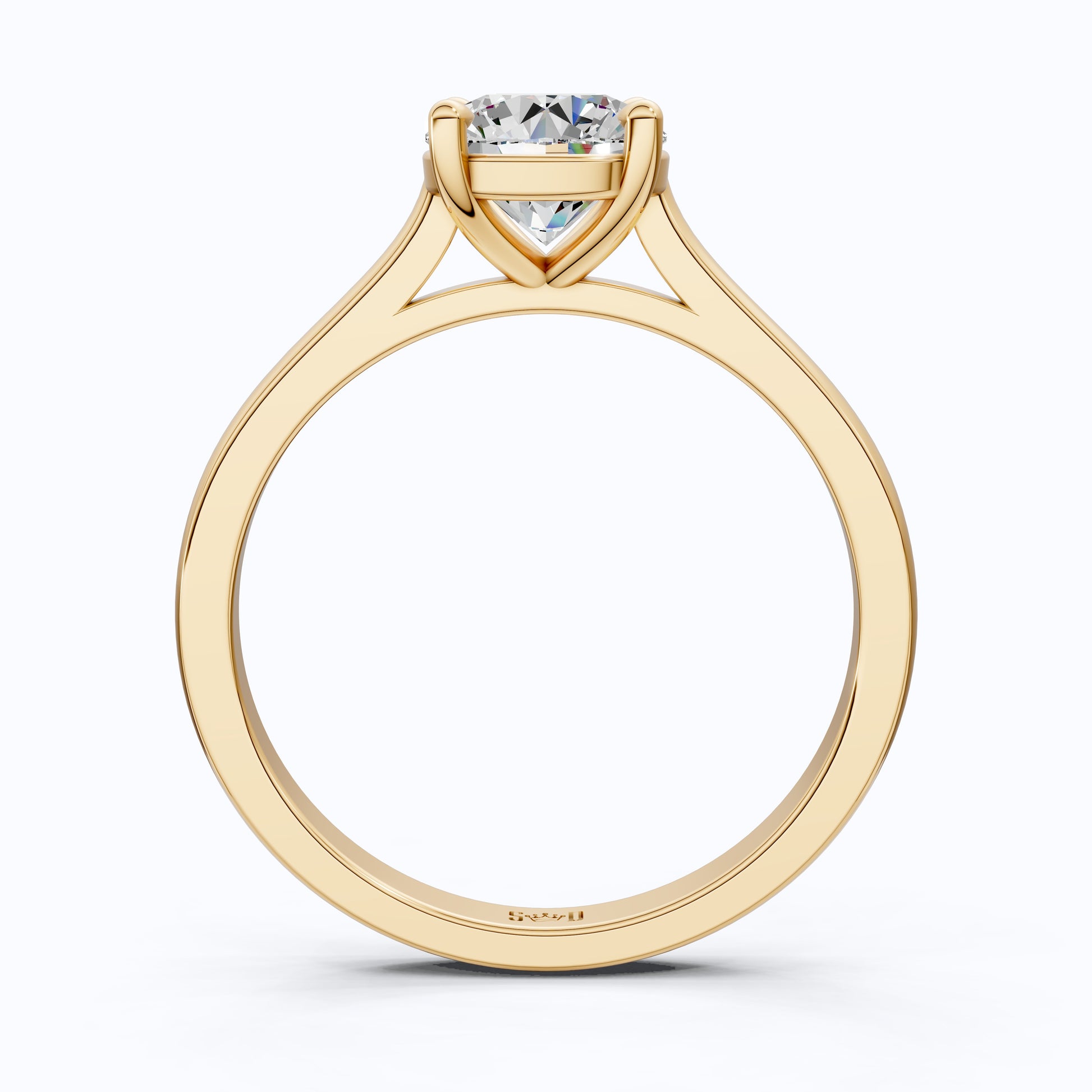 Classic Round Solitaire with Cathedral Setting Engagement Ring in 14k Solid Gold, Traditional Solitaire Wedding Ring, Anniversary Gift for Wife, Everyday Jewelry