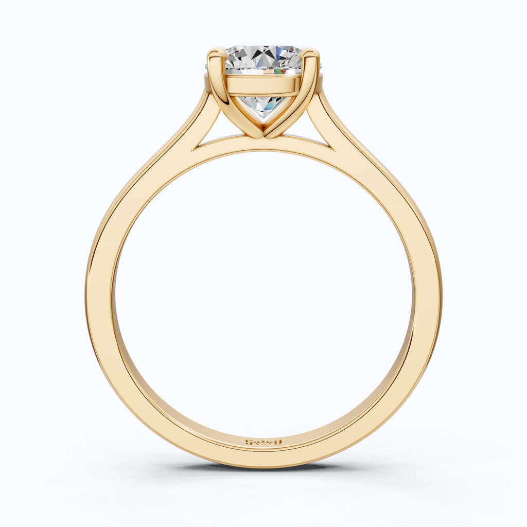 Classic Round Solitaire with Cathedral Setting Engagement Ring in 14k Solid Gold, Traditional Solitaire Wedding Ring, Anniversary Gift for Wife, Everyday Jewelry