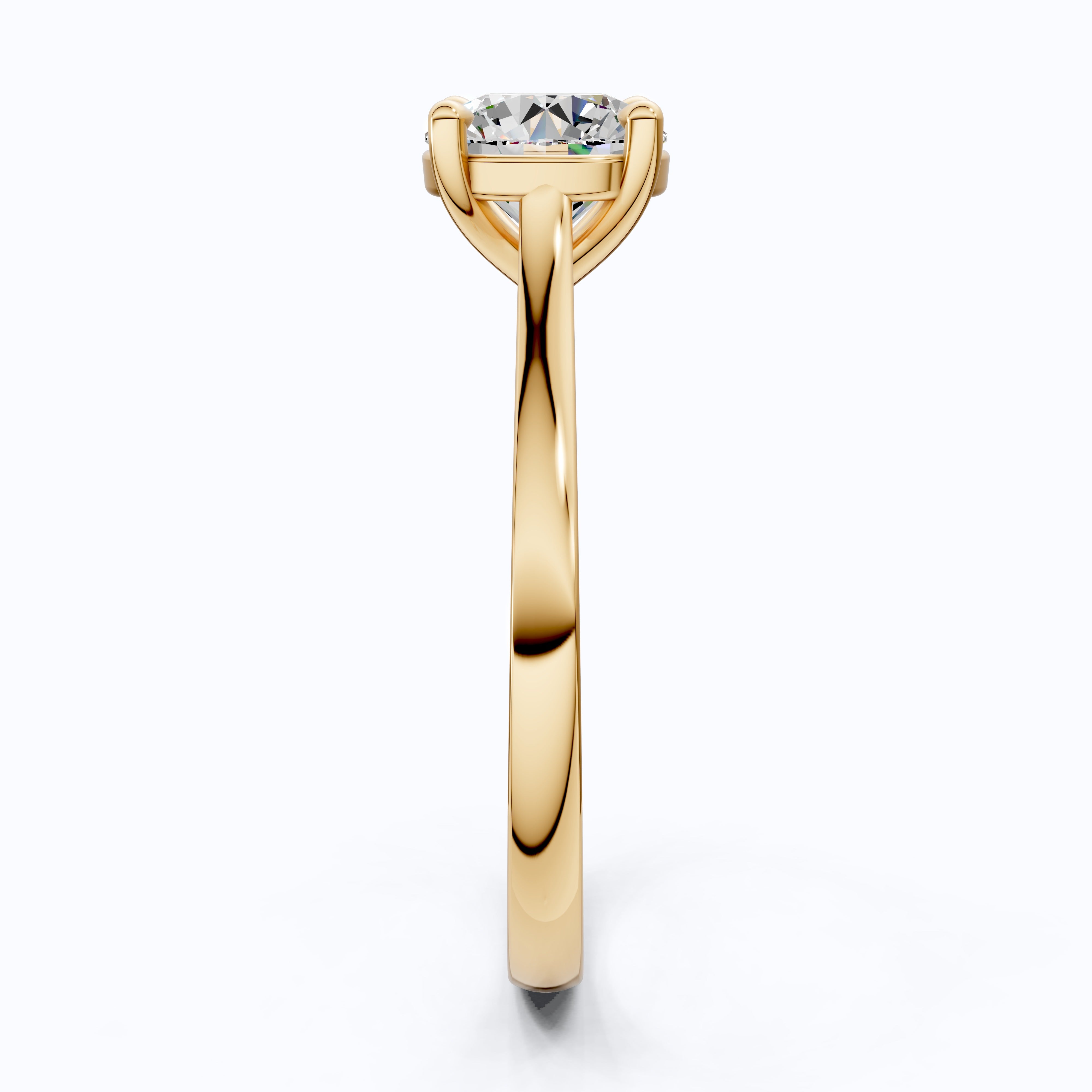 Classic Round Solitaire with Cathedral Setting Engagement Ring in 14k Solid Gold, Traditional Solitaire Wedding Ring, Anniversary Gift for Wife, Everyday Jewelry