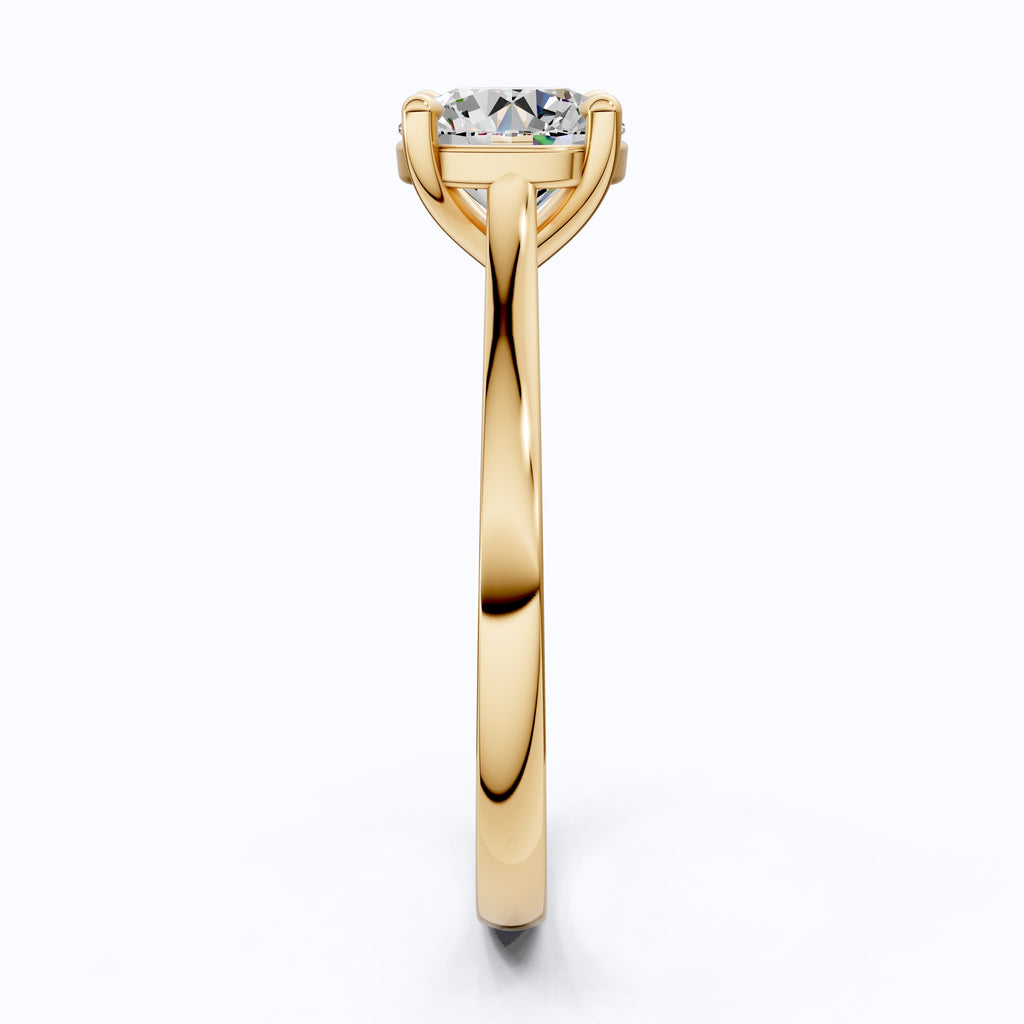 Classic Round Solitaire with Cathedral Setting Engagement Ring in 14k Solid Gold, Traditional Solitaire Wedding Ring, Anniversary Gift for Wife, Everyday Jewelry