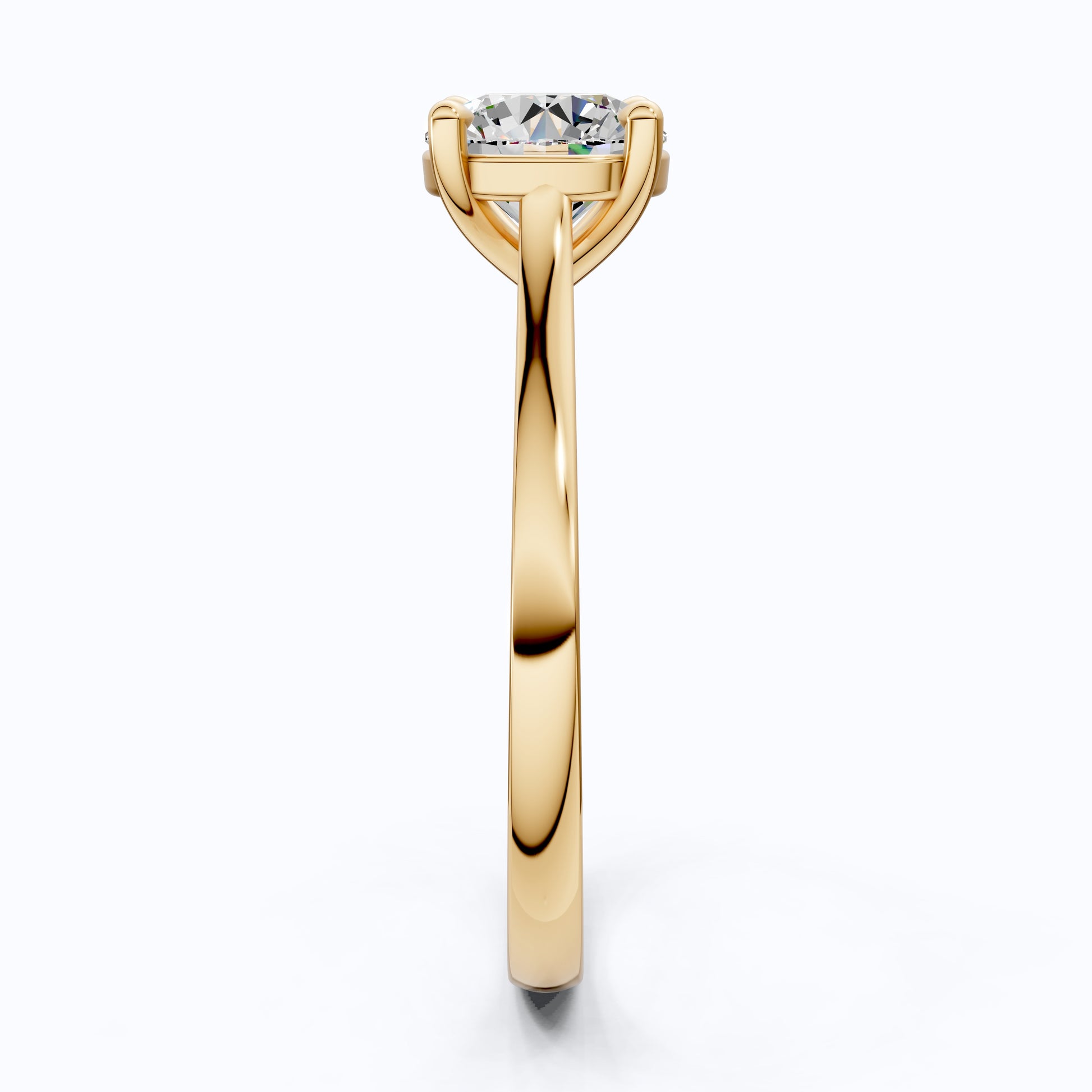 Classic Round Solitaire with Cathedral Setting Engagement Ring in 14k Solid Gold, Traditional Solitaire Wedding Ring, Anniversary Gift for Wife, Everyday Jewelry