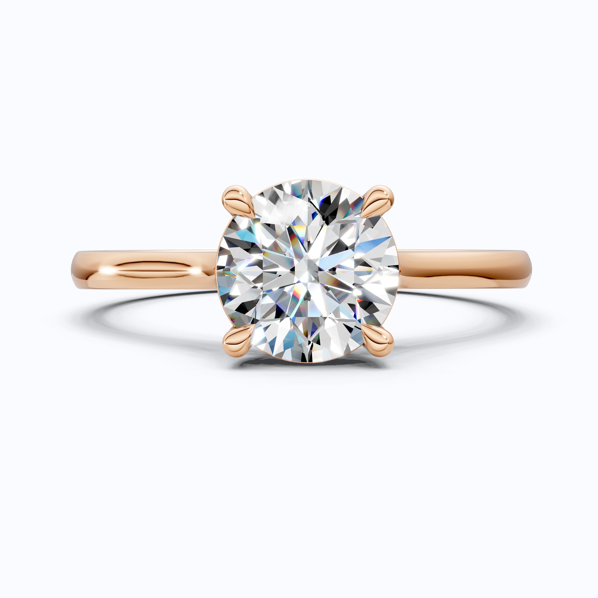 Classic Round Solitaire with Cathedral Setting Engagement Ring in 14k Solid Gold, Traditional Solitaire Wedding Ring, Anniversary Gift for Wife, Everyday Jewelry