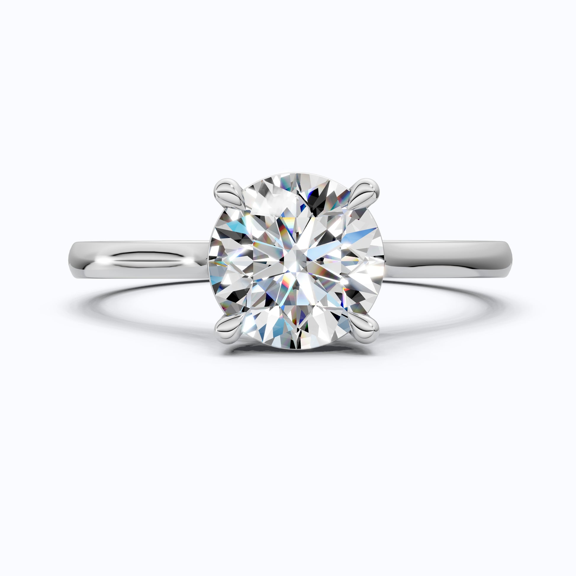 Classic Round Solitaire with Cathedral Setting Engagement Ring in 14k Solid Gold, Traditional Solitaire Wedding Ring, Anniversary Gift for Wife, Everyday Jewelry